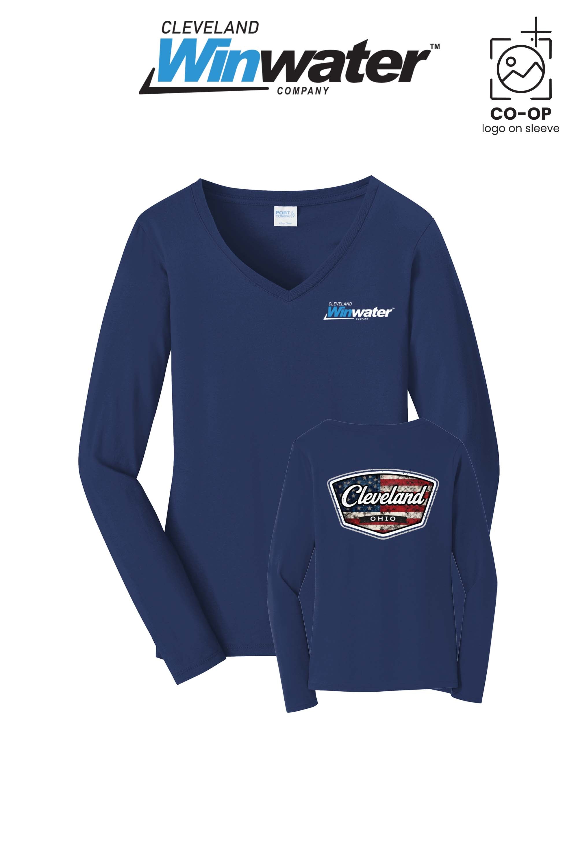Port & Co™ Womens Long Sleeve Fan Favorite™ V-Neck Tee - Winwater of Cleveland