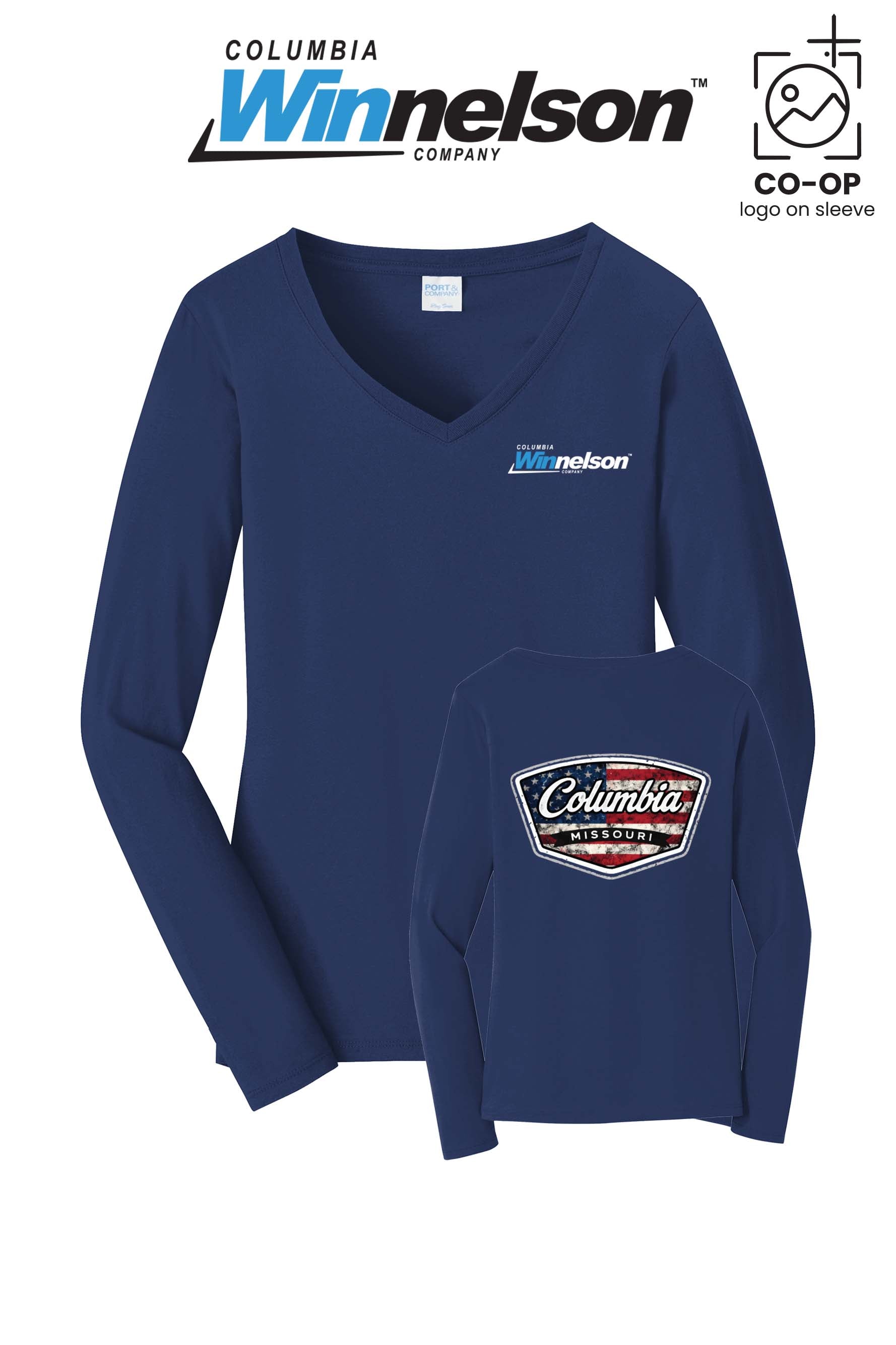 Port & Co™ Womens Long Sleeve Fan Favorite™ V-Neck Tee - Columbia MO Winnelson