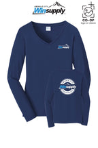 Port & Co™ Womens Long Sleeve Fan Favorite™ V-Neck Tee - Winsupply Emerald City