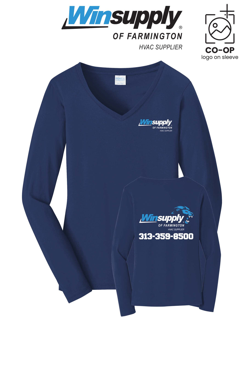 Port & Co™ Womens Long Sleeve Fan Favorite™ V-Neck Tee - Winsupply of Farmington