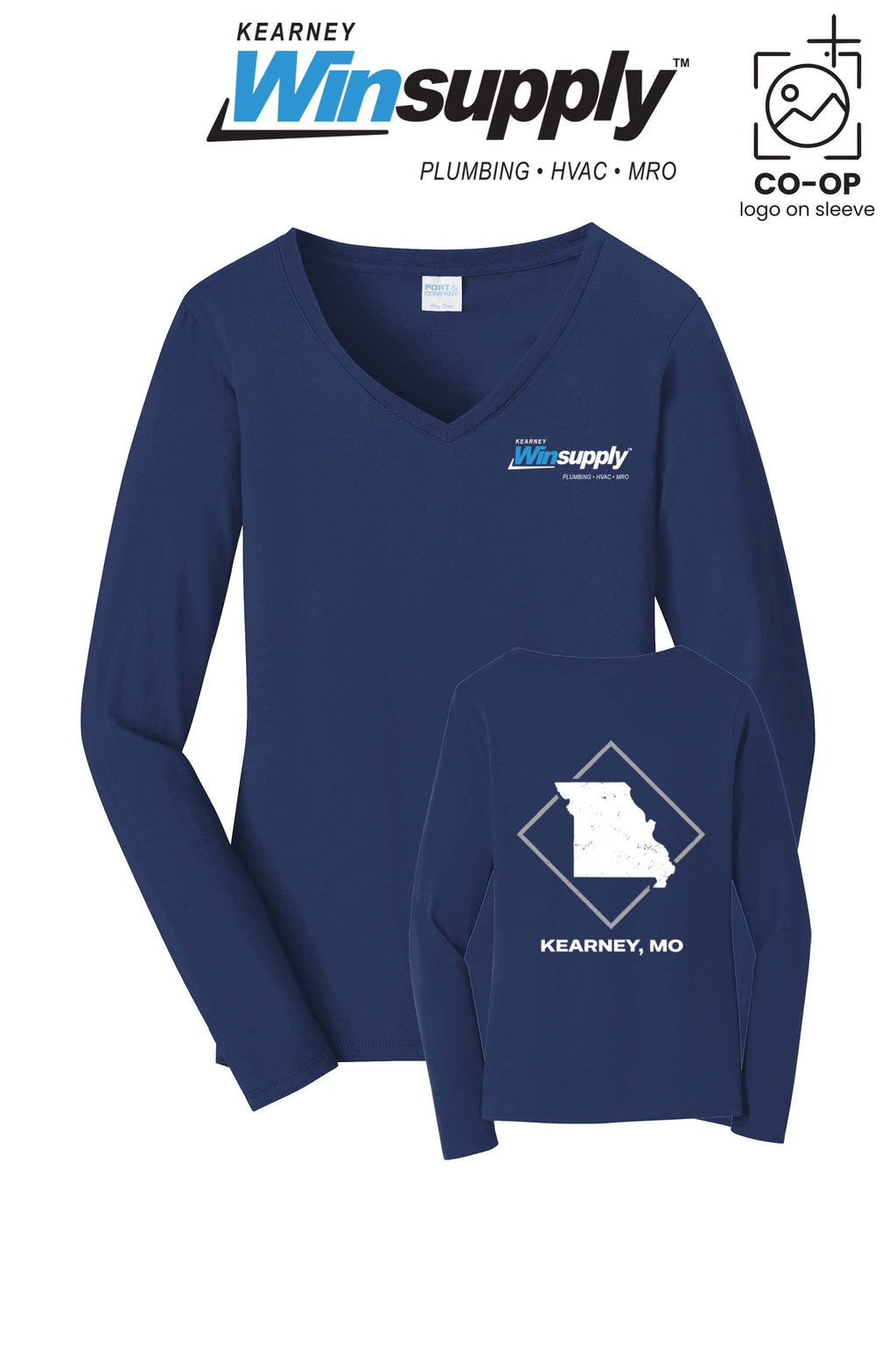 Port & Co™ Womens Long Sleeve Fan Favorite™ V-Neck Tee - Kearney Winsupply