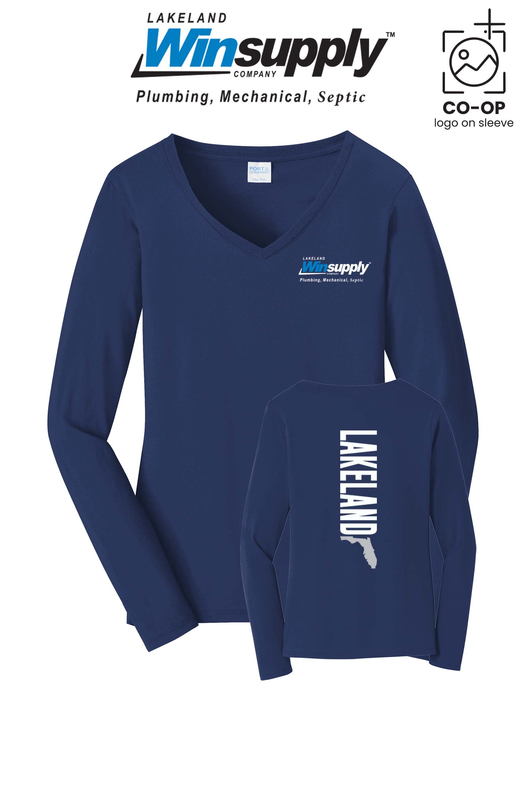 Port & Co™ Womens Long Sleeve Fan Favorite™ V-Neck Tee - Lakeland Winsupply