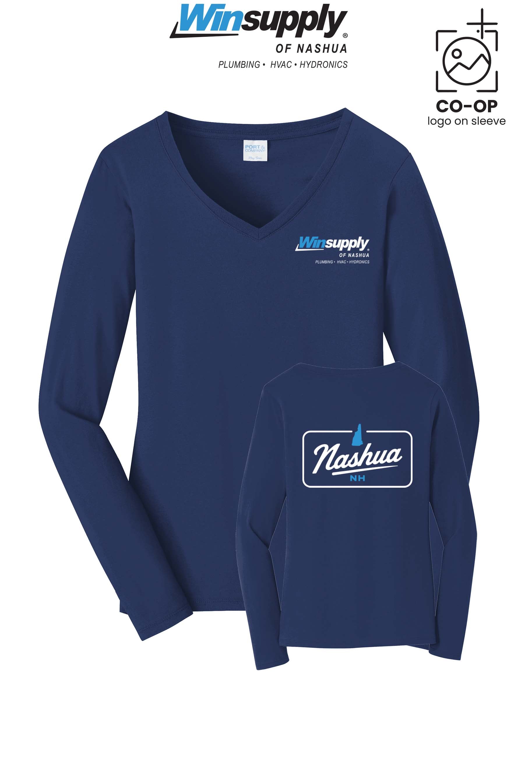 Port & Co™ Womens Long Sleeve Fan Favorite™ V-Neck Tee - Winsupply of Nashua