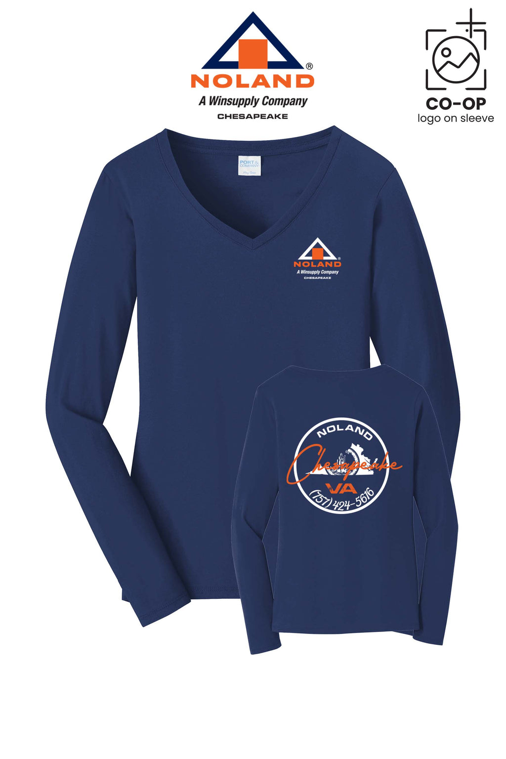 Port & Co™ Womens Long Sleeve Fan Favorite™ V-Neck Tee - Noland Company Chesapeake