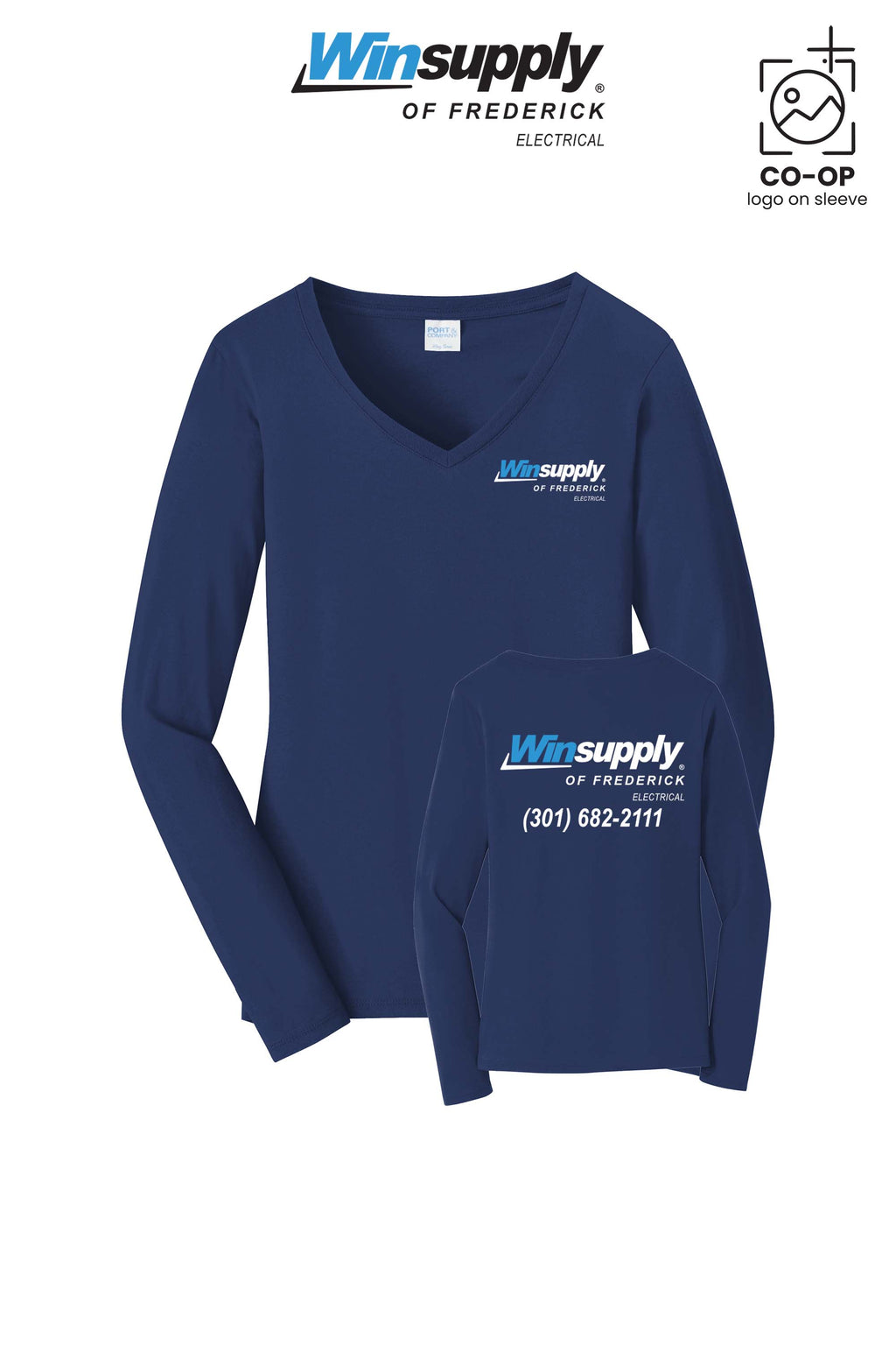 Port & Co™ Womens Long Sleeve Fan Favorite™ V-Neck Tee - Winsupply of Frederick