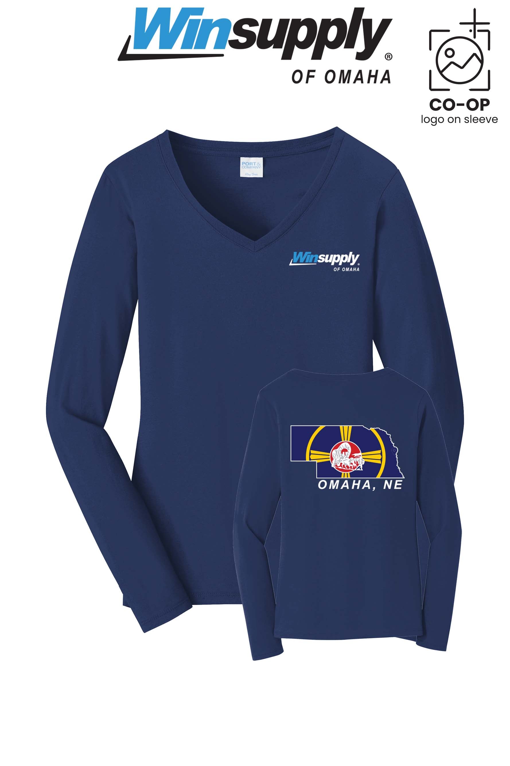 Port & Co™ Womens Long Sleeve Fan Favorite™ V-Neck Tee - Winsupply of Omaha