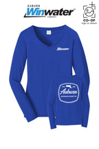 Port & Co™ Womens Long Sleeve Fan Favorite™ V-Neck Tee - Auburn Winwater