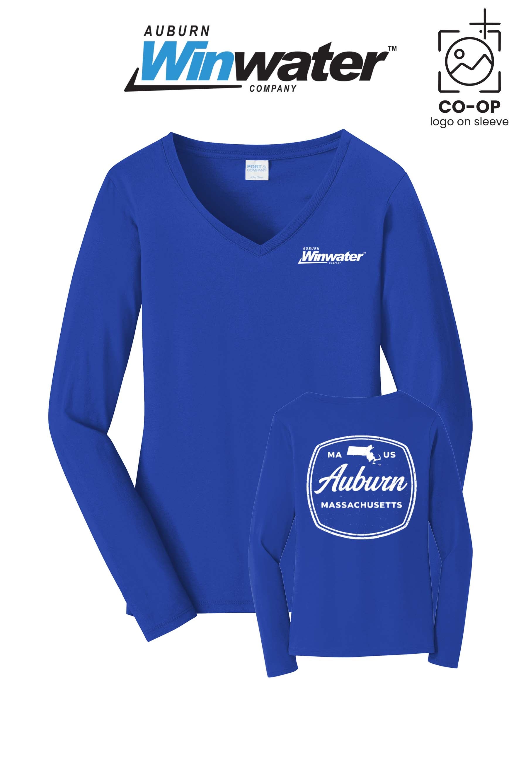 Port & Co™ Womens Long Sleeve Fan Favorite™ V-Neck Tee - Auburn Winwater