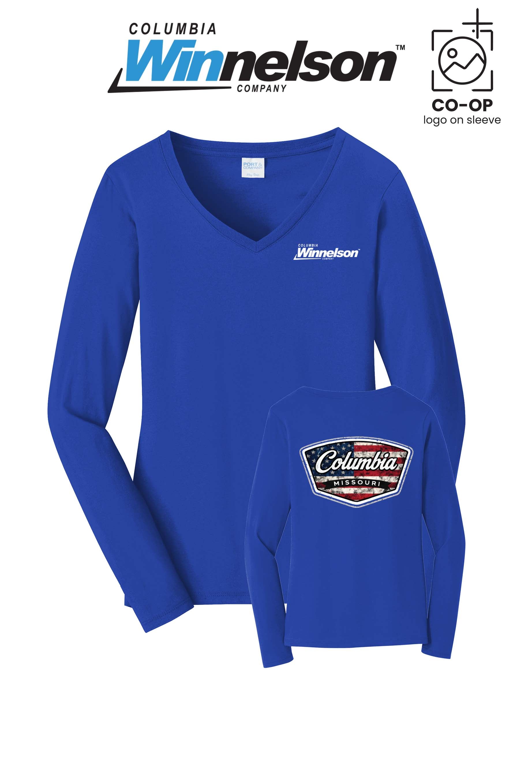 Port & Co™ Womens Long Sleeve Fan Favorite™ V-Neck Tee - Columbia MO Winnelson