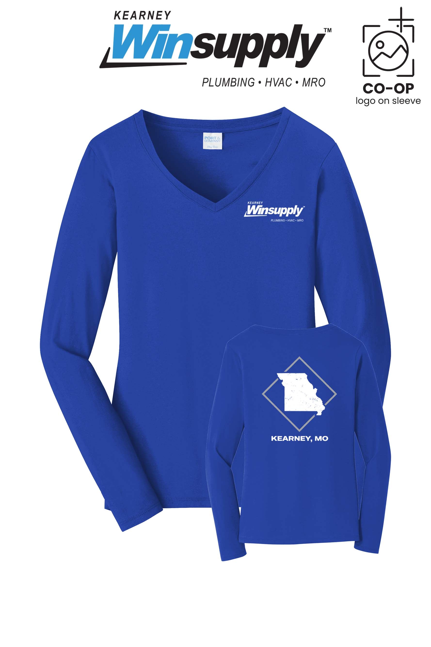 Port & Co™ Womens Long Sleeve Fan Favorite™ V-Neck Tee - Kearney Winsupply