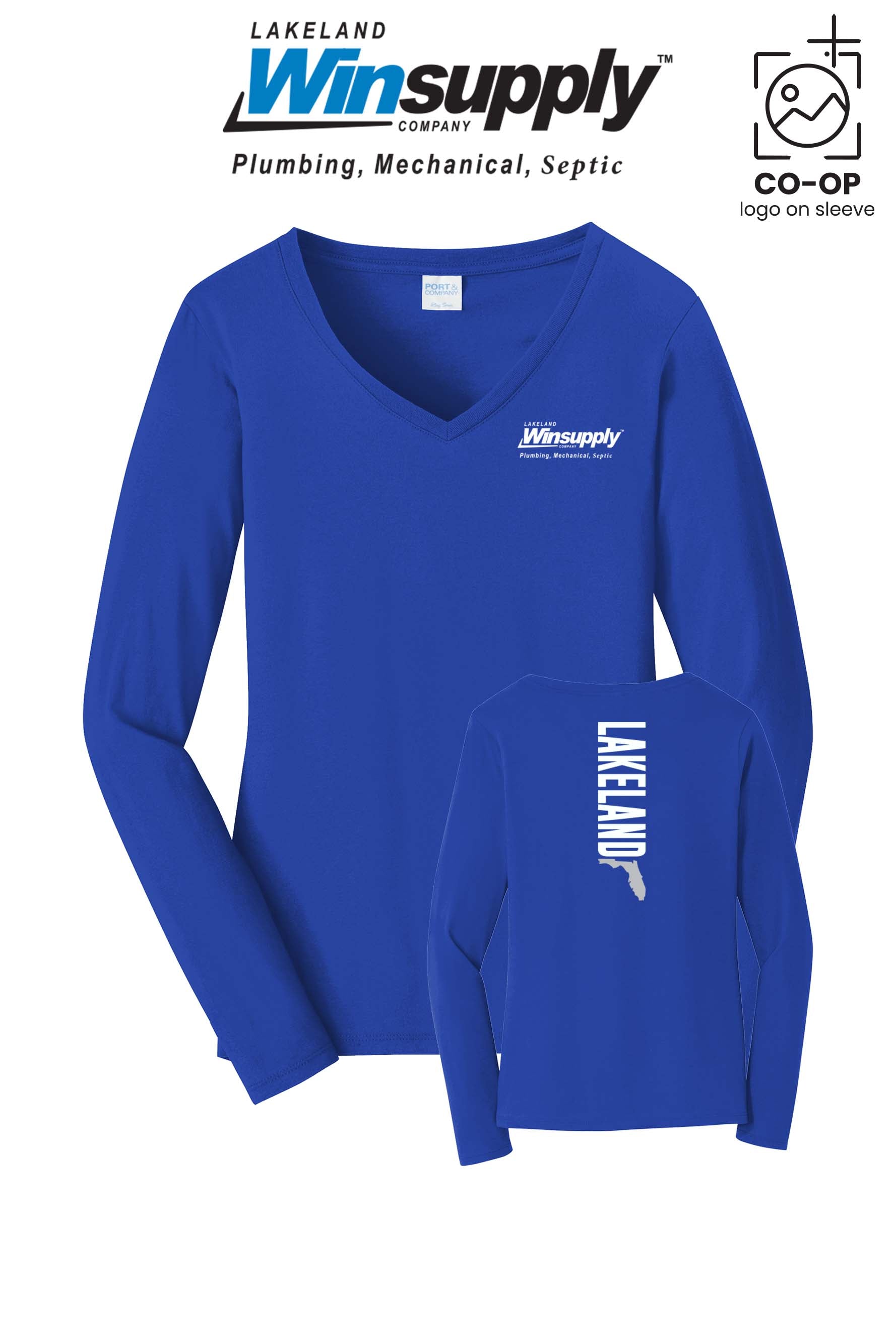 Port & Co™ Womens Long Sleeve Fan Favorite™ V-Neck Tee - Lakeland Winsupply