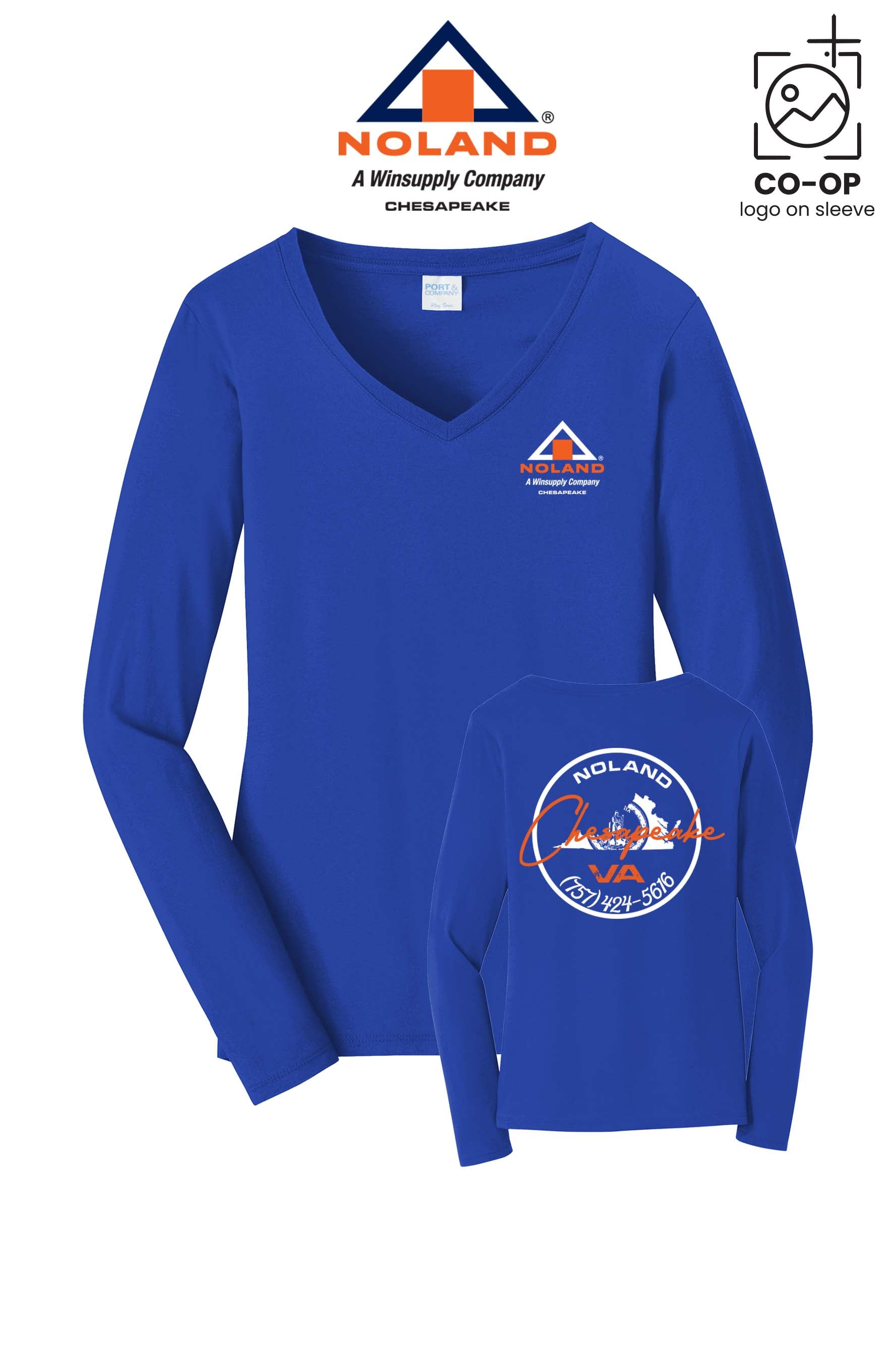 Port & Co™ Womens Long Sleeve Fan Favorite™ V-Neck Tee - Noland Company Chesapeake