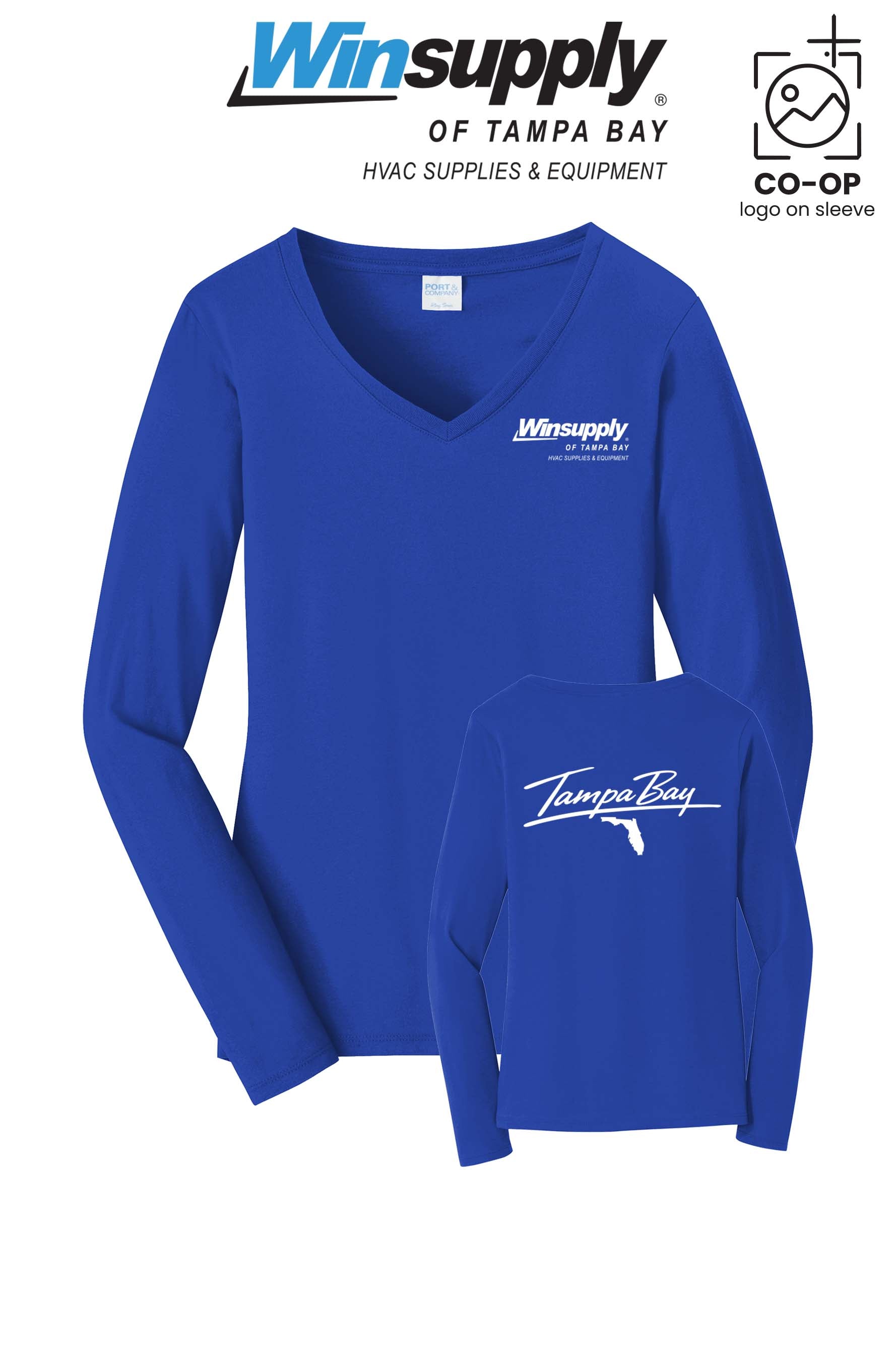 Port & Co™ Womens Long Sleeve Fan Favorite™ V-Neck Tee - Winsupply of Tampa Bay