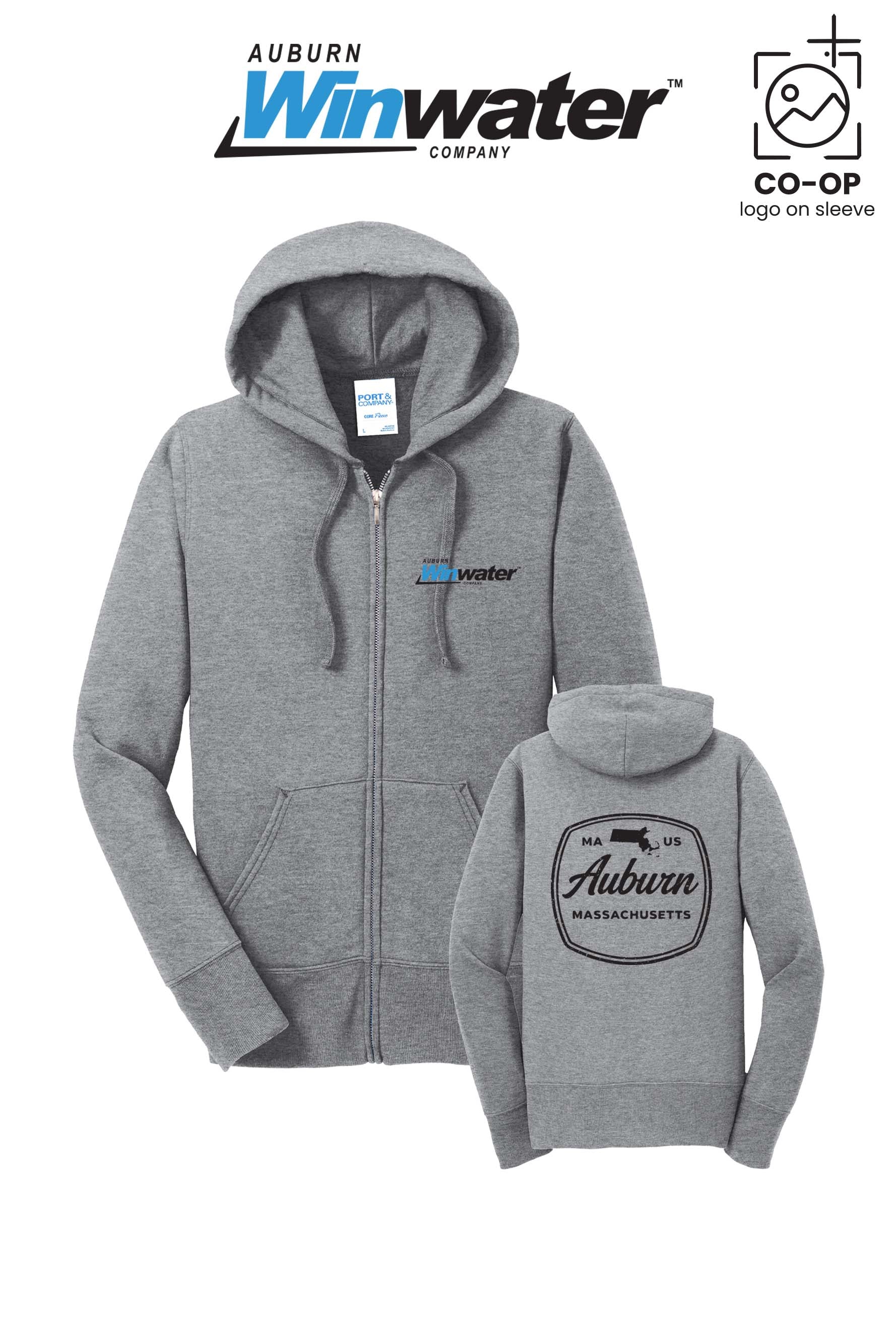 Port & Co™ Womens Core Fleece Full-Zip Hooded Sweatshirt - Auburn Winwater