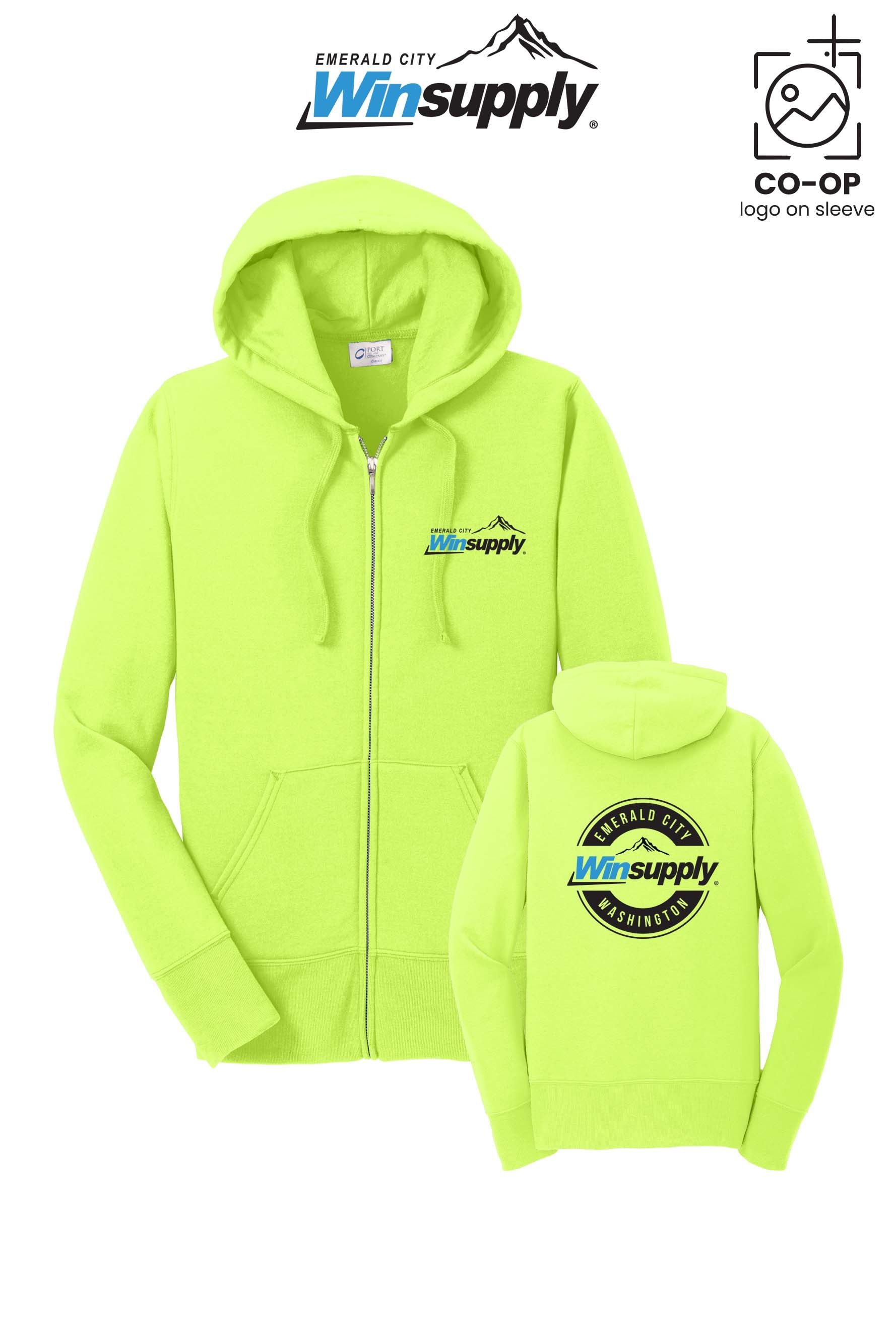 Port & Co™ Womens Core Fleece Full-Zip Hooded Sweatshirt - Winsupply Emerald City