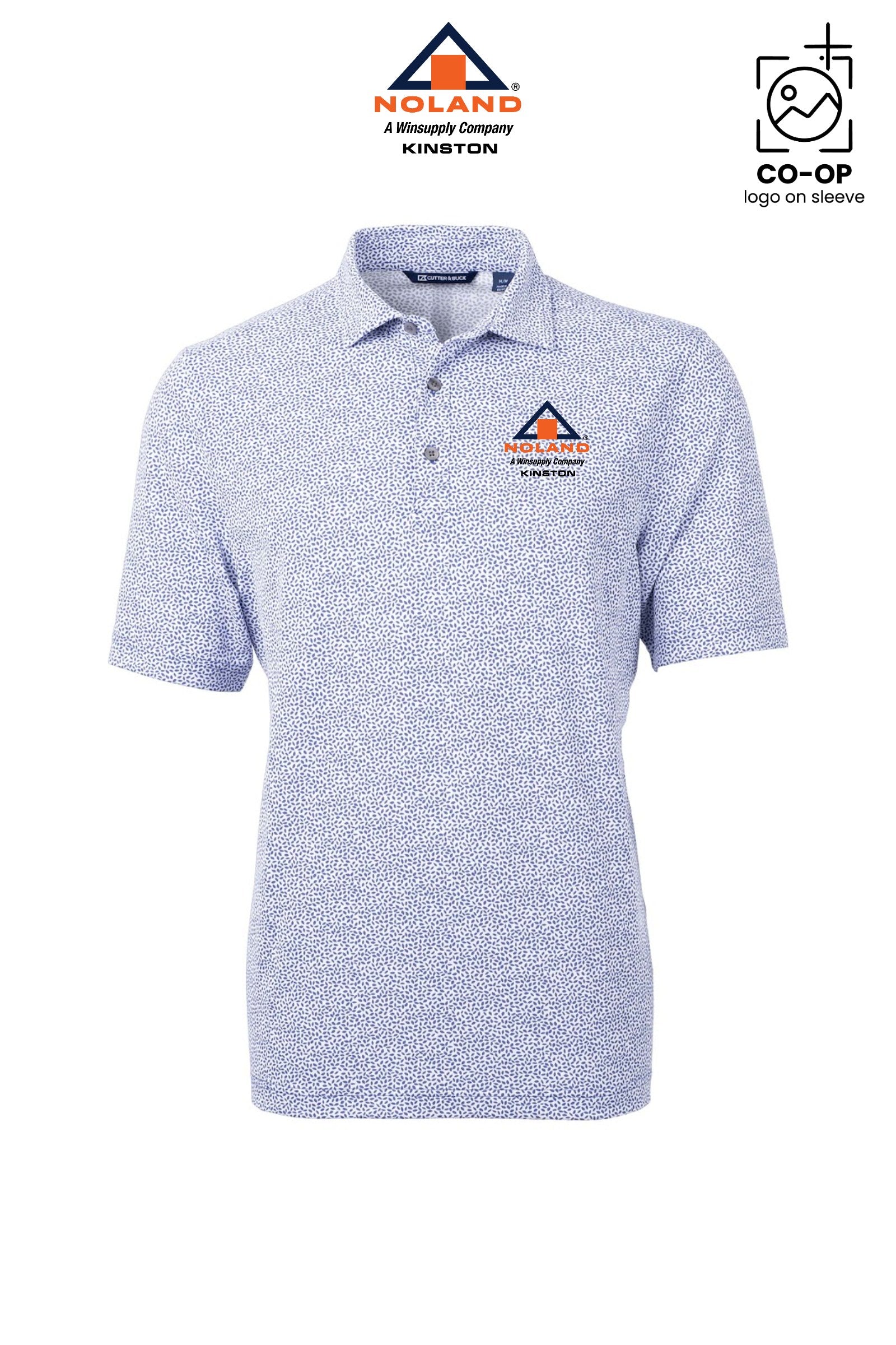 Cutter & Buck Virtue Recycled Botanical Print Featherlight Pique Mens Polo - Kinston Noland