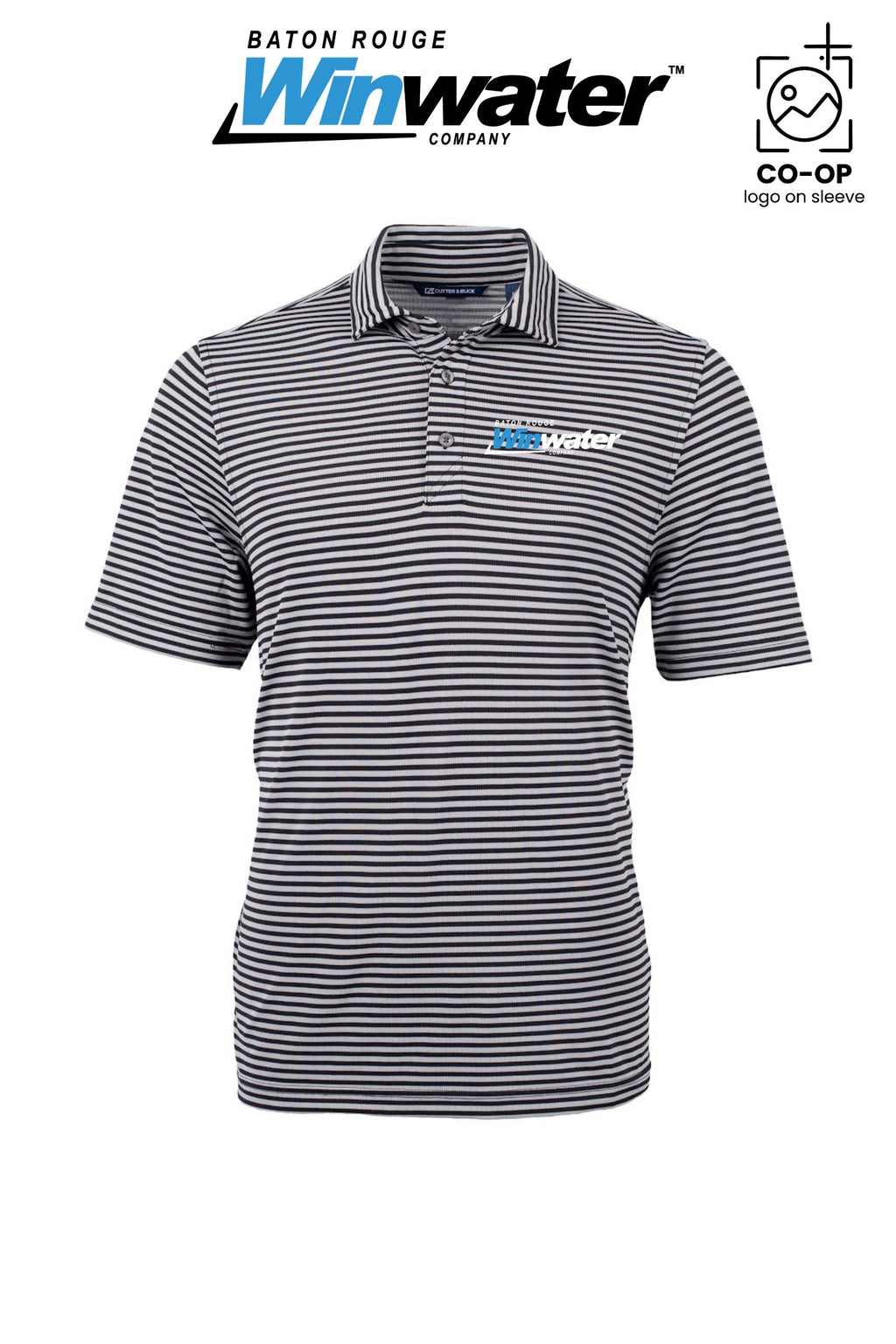Cutter & Buck Virtue Recycled Stripe Featherlight Pique Mens Big & Tall Polo - Baton Rouge Winwater