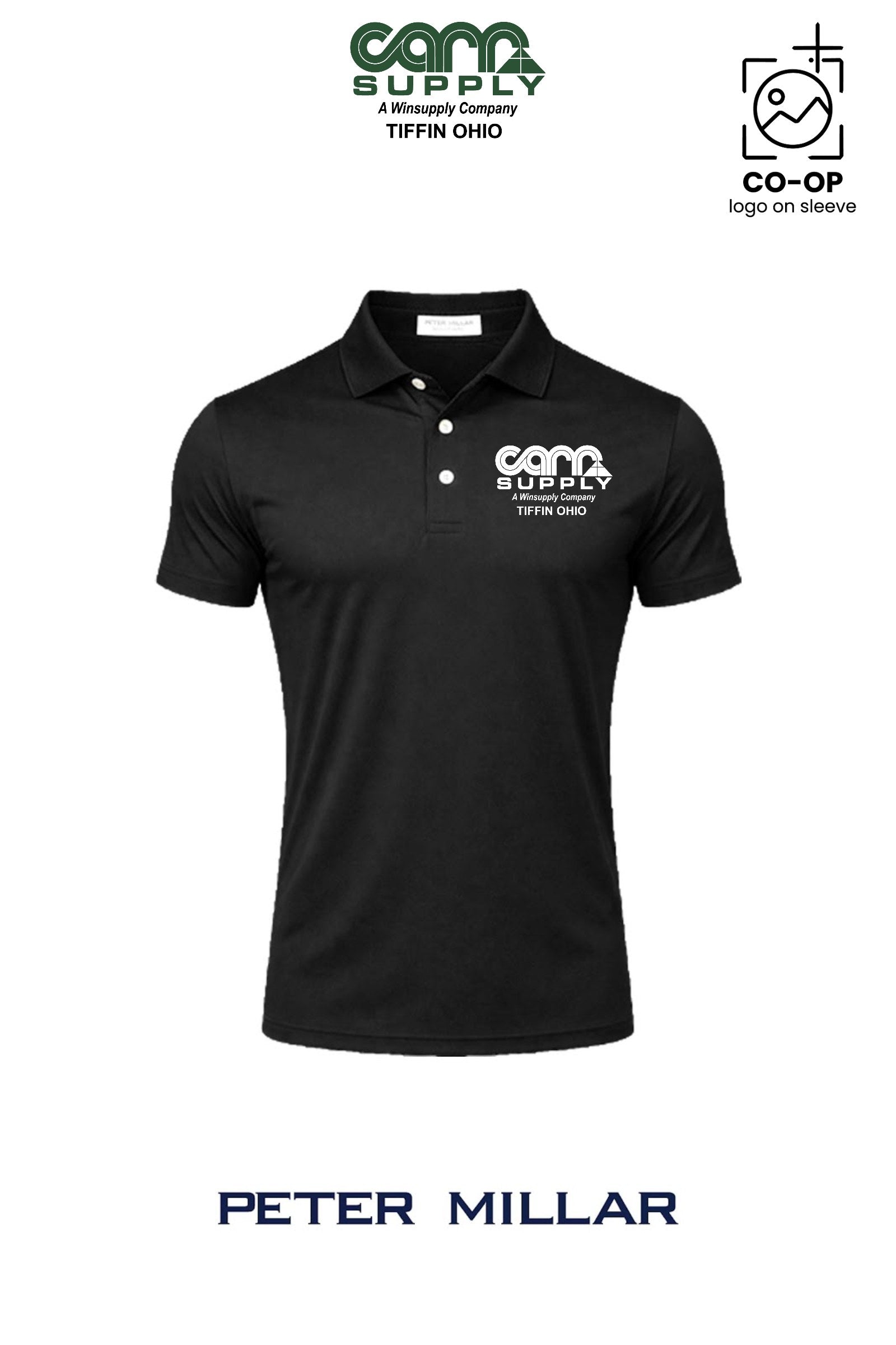 Peter Millar Mens Solid Performance Polo - Self Collar - Carr Supply - Tiffin
