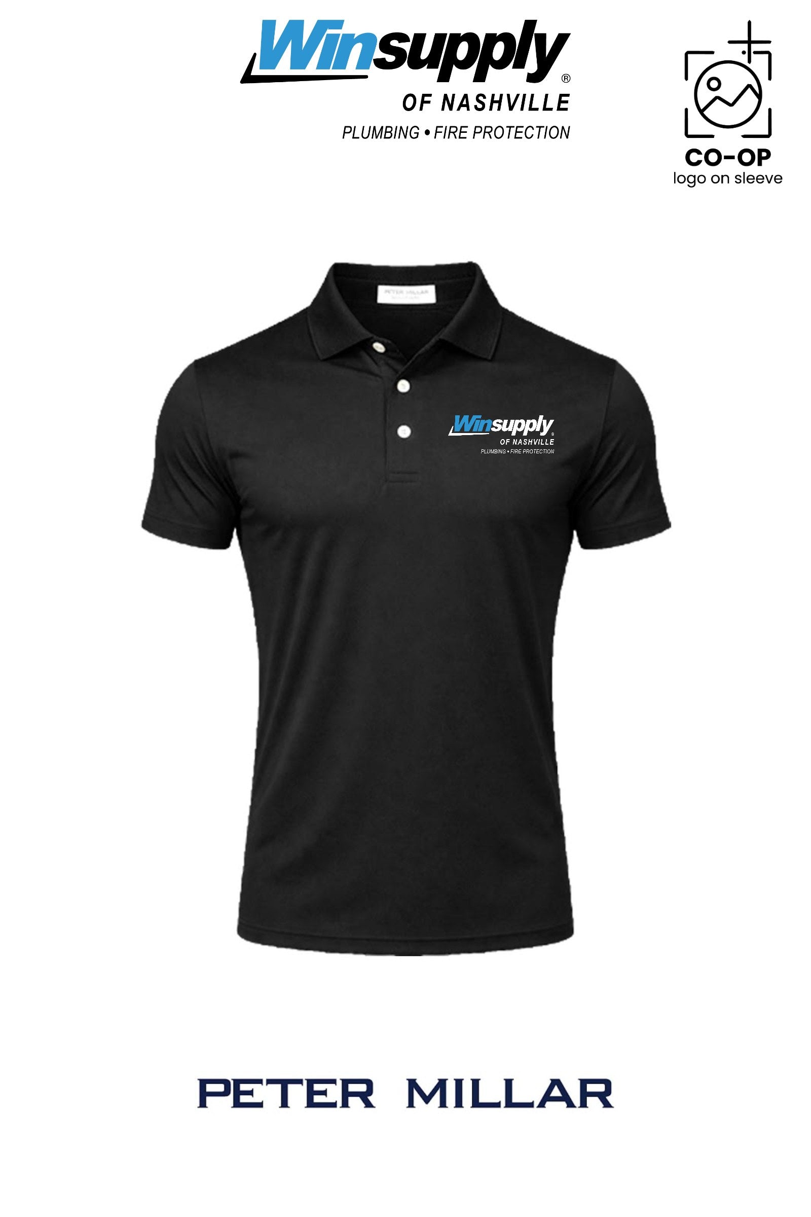 Peter Millar Mens Solid Performance Polo - Self Collar - Winsupply of Nashville