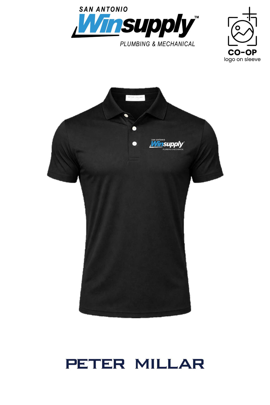 Peter Millar Mens Solid Performance Polo - Self Collar - San Antonio Winsupply