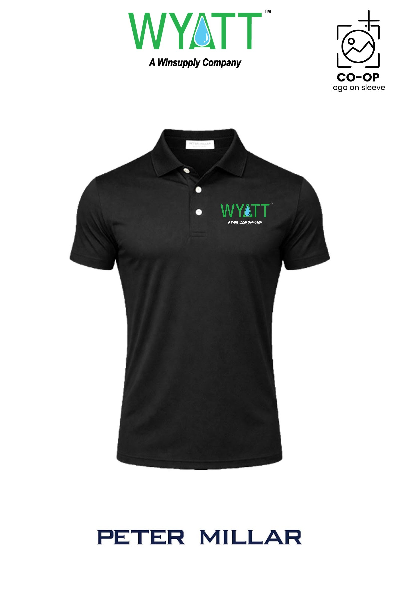 Peter Millar Mens Solid Performance Polo - Self Collar - Wyatt Irrigation of Santa Rosa