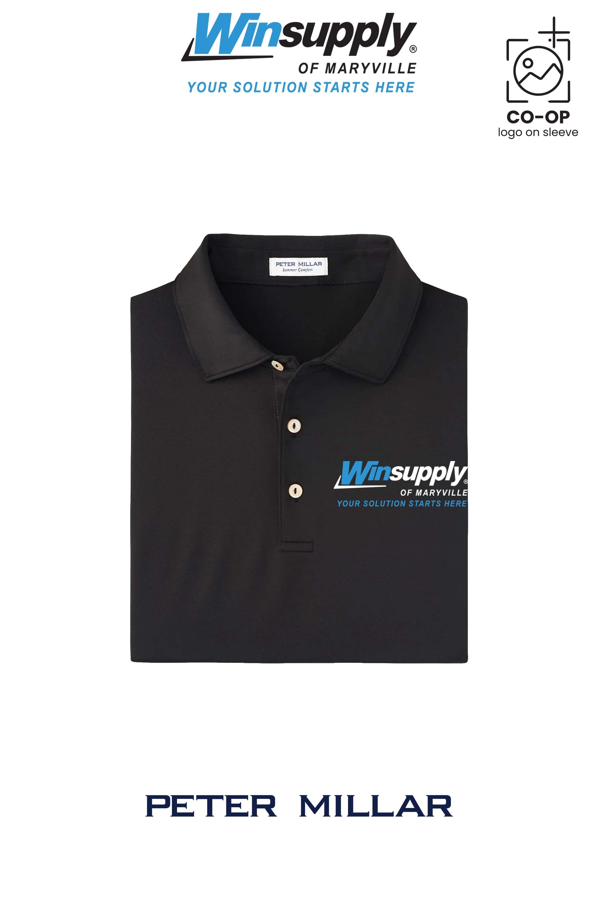 Peter Millar Mens Solid Performance Polo - Self Collar - Winsupply of Maryville