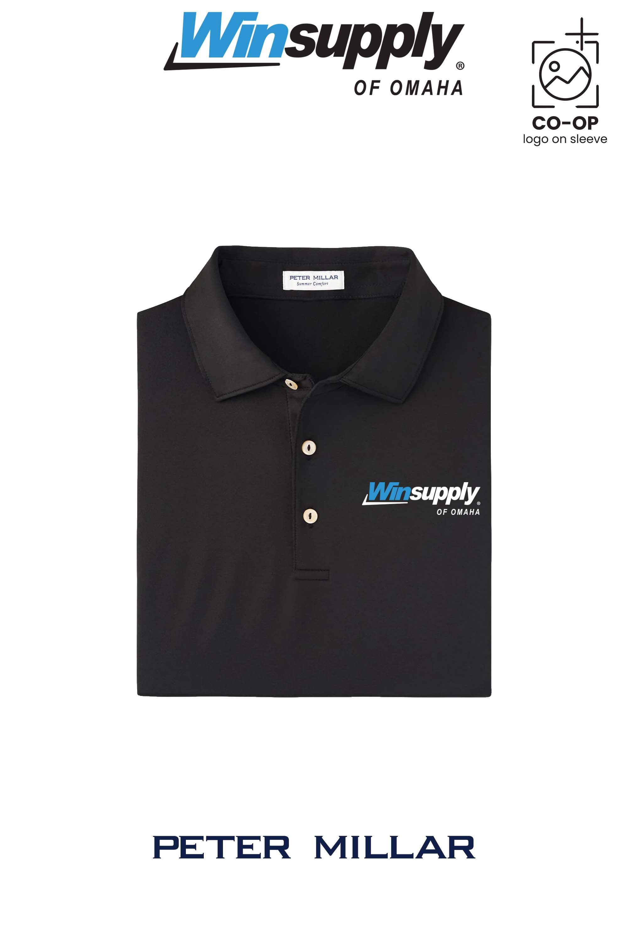 Peter Millar Mens Solid Performance Polo - Self Collar - Winsupply of Omaha