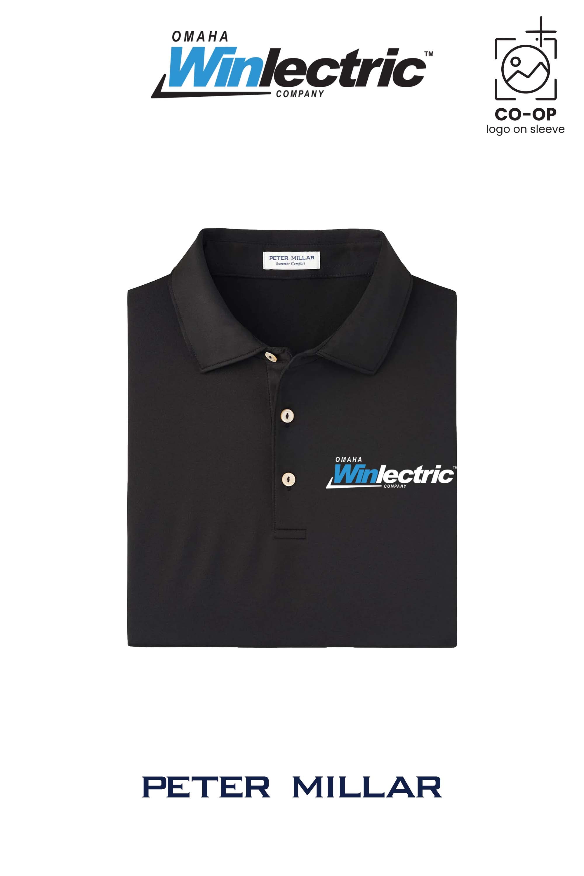Peter Millar Mens Solid Performance Polo - Self Collar - Omaha Winlectric
