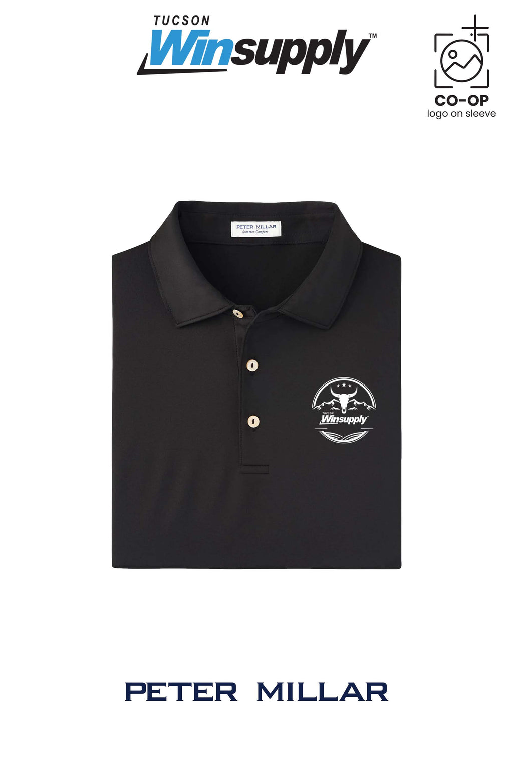 Peter Millar Mens Solid Performance Polo - Self Collar - Winsupply Tucson AZ