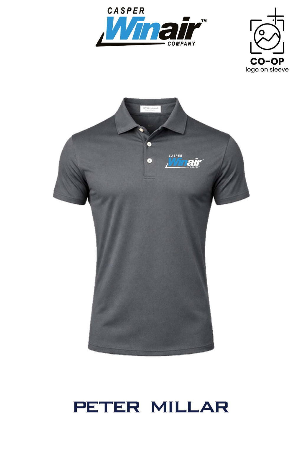 Peter Millar Mens Solid Performance Polo - Self Collar - Casper Winair
