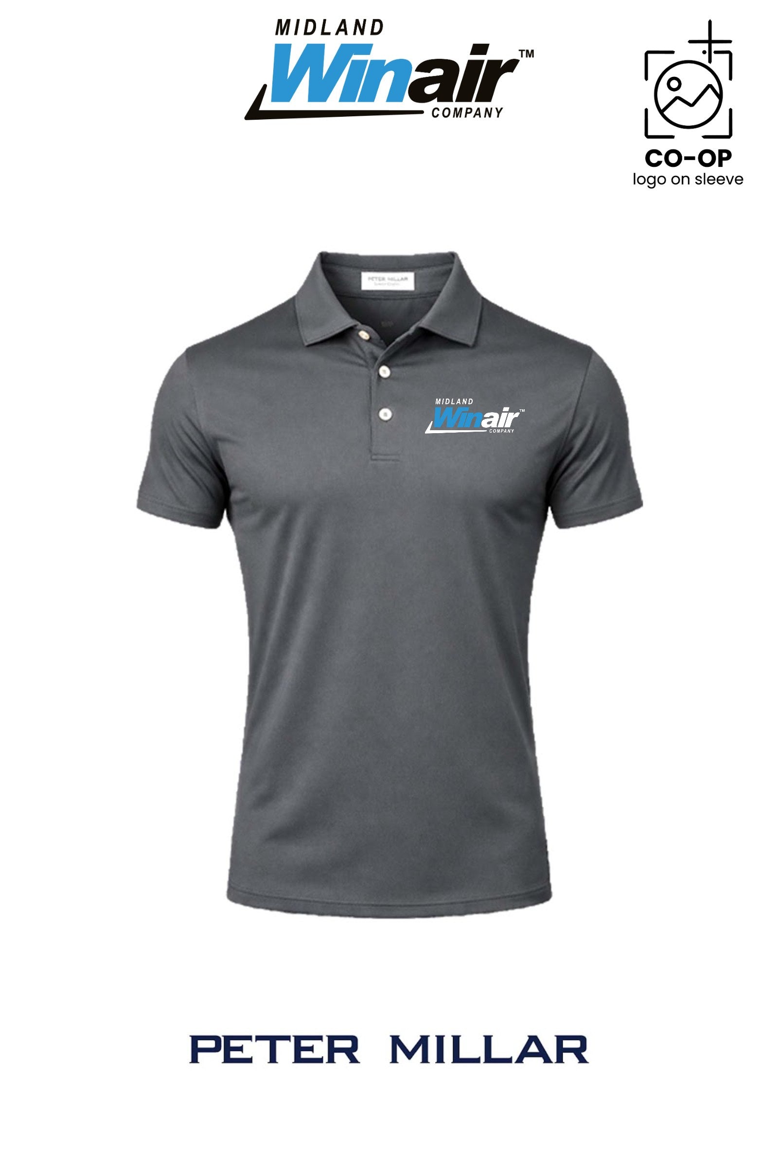 Peter Millar Mens Solid Performance Polo - Self Collar - Midland Winair