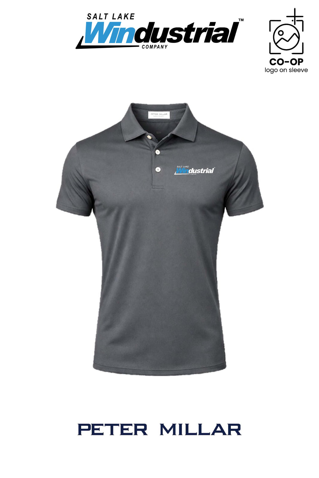 Peter Millar Mens Solid Performance Polo - Self Collar - Salt Lake Windustrial