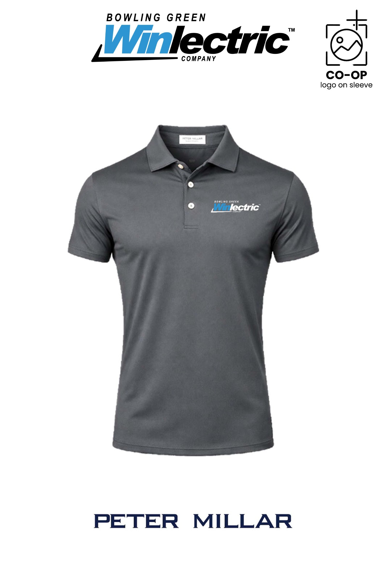 Peter Millar Mens Solid Performance Polo - Self Collar - Bowling Green Winlectric