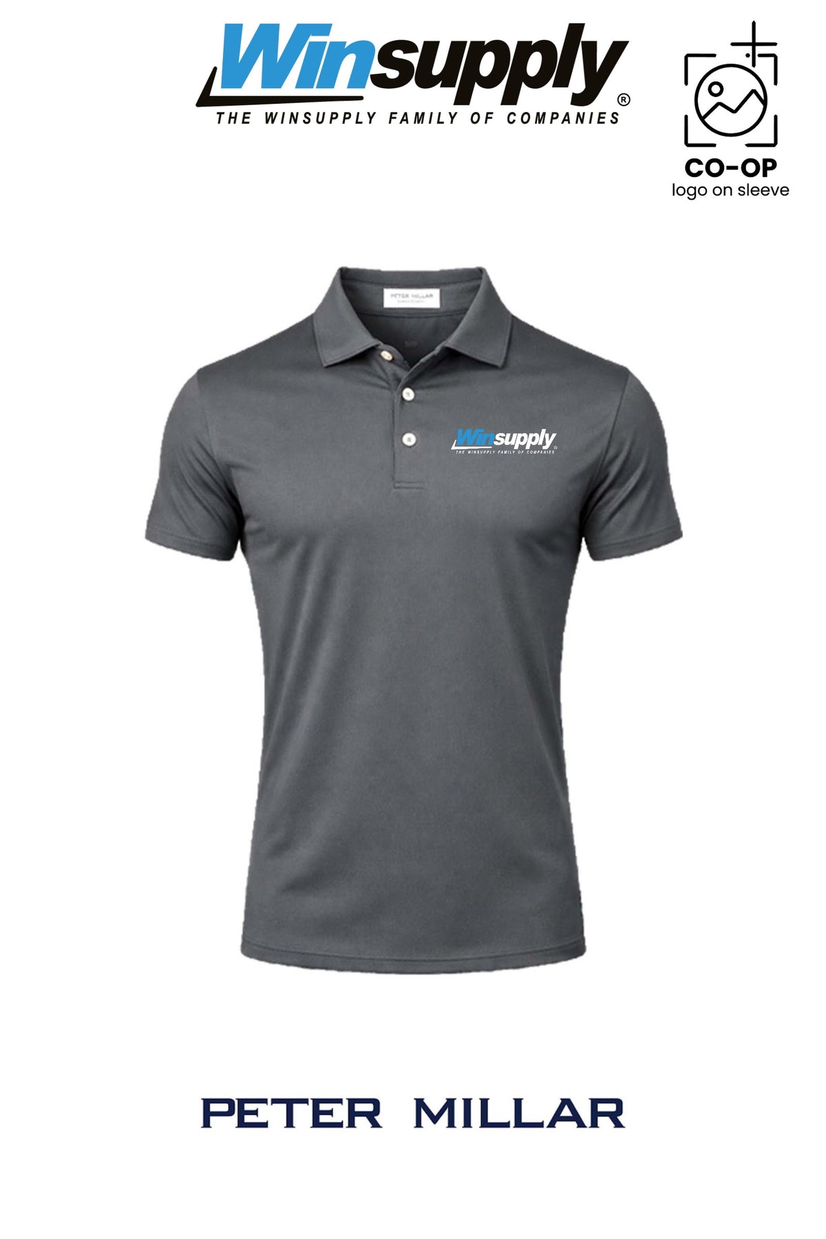 Peter Millar Mens Solid Performance Polo - Self Collar - Winsupply of Coraopolis