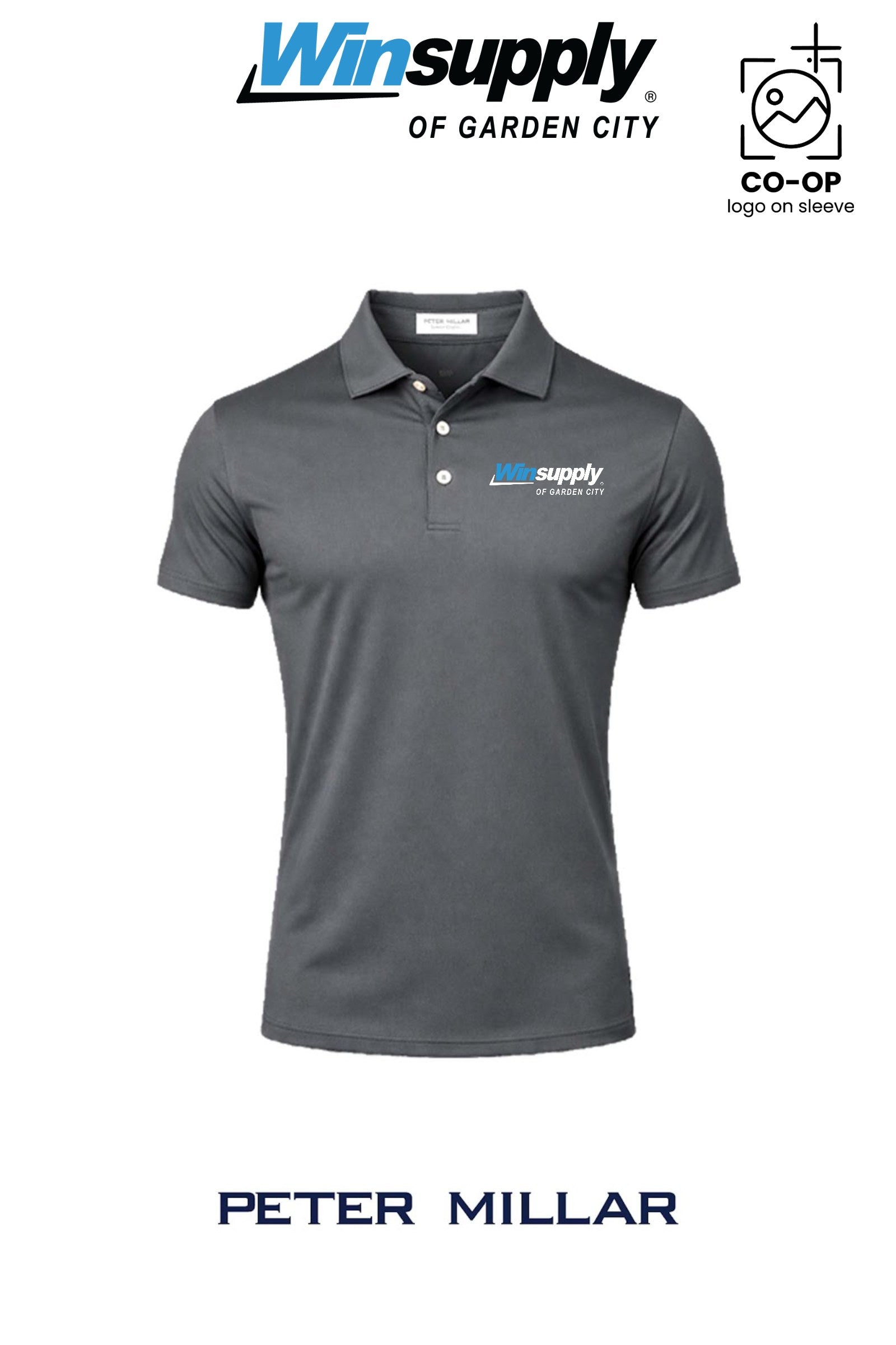 Peter Millar Mens Solid Performance Polo - Self Collar - Winsupply Garden City KS Co.
