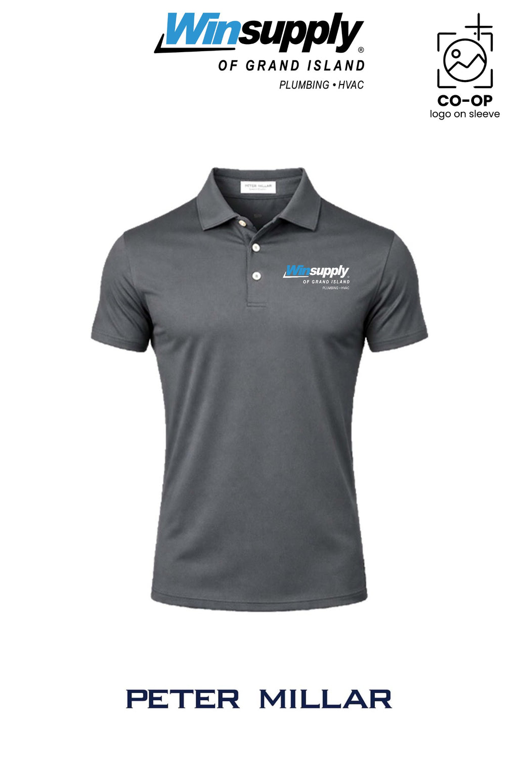Peter Millar Mens Solid Performance Polo - Self Collar - Winsupply of Grand Island
