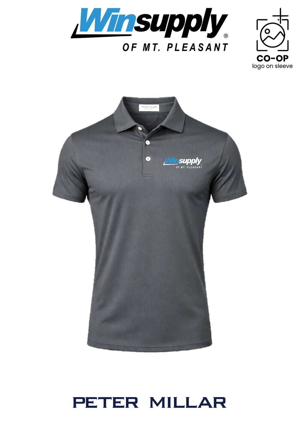 Peter Millar Mens Solid Performance Polo - Self Collar - Winsupply of Mt. Pleasant