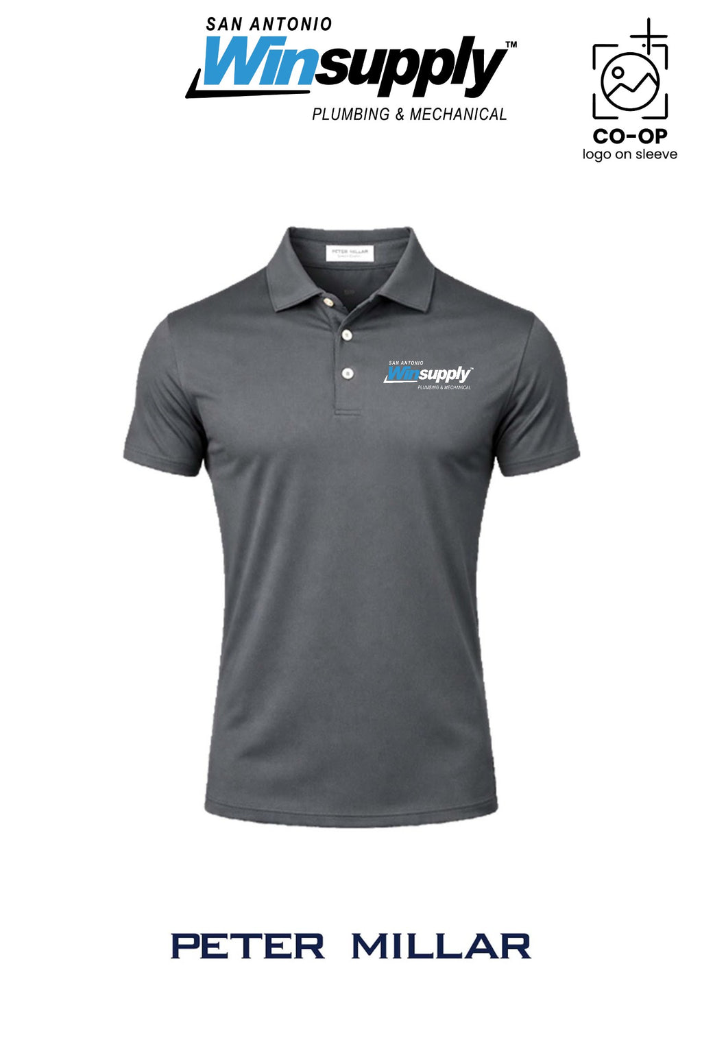 Peter Millar Mens Solid Performance Polo - Self Collar - San Antonio Winsupply