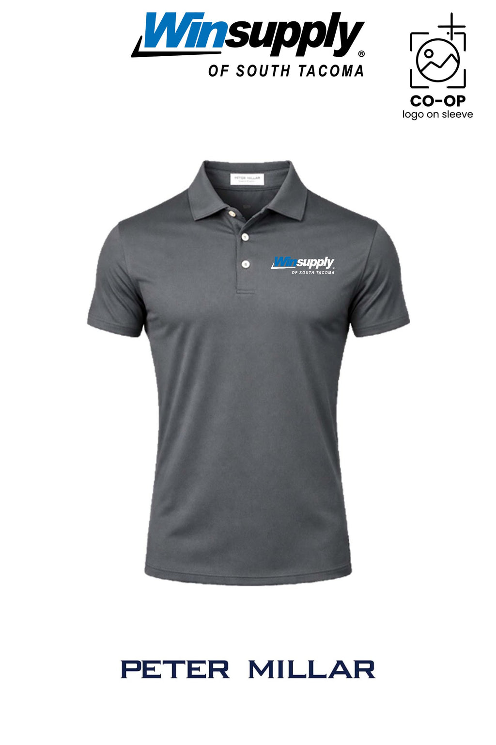 Peter Millar Mens Solid Performance Polo - Self Collar - Winsupply of South Tacoma