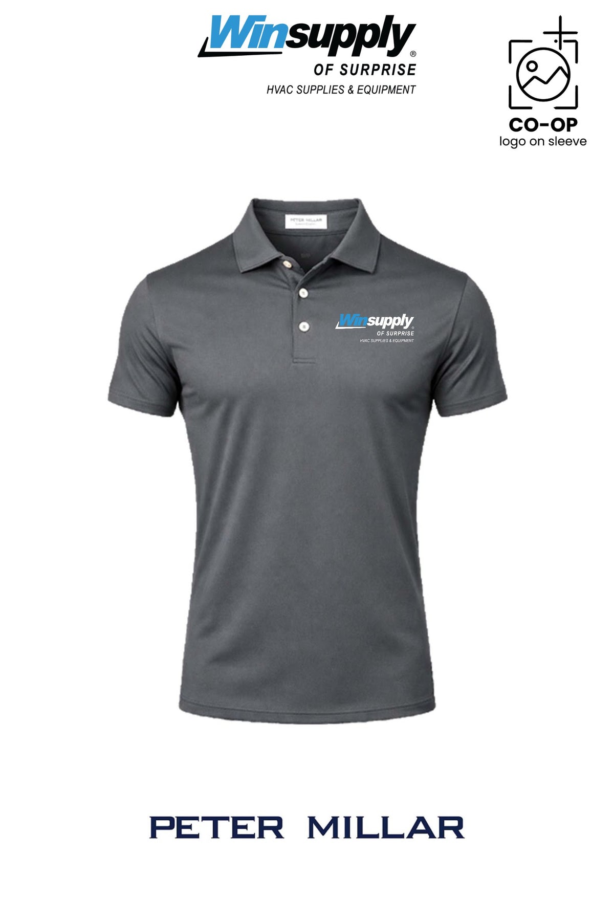 Peter Millar Mens Solid Performance Polo - Self Collar - Winsupply of Surprise