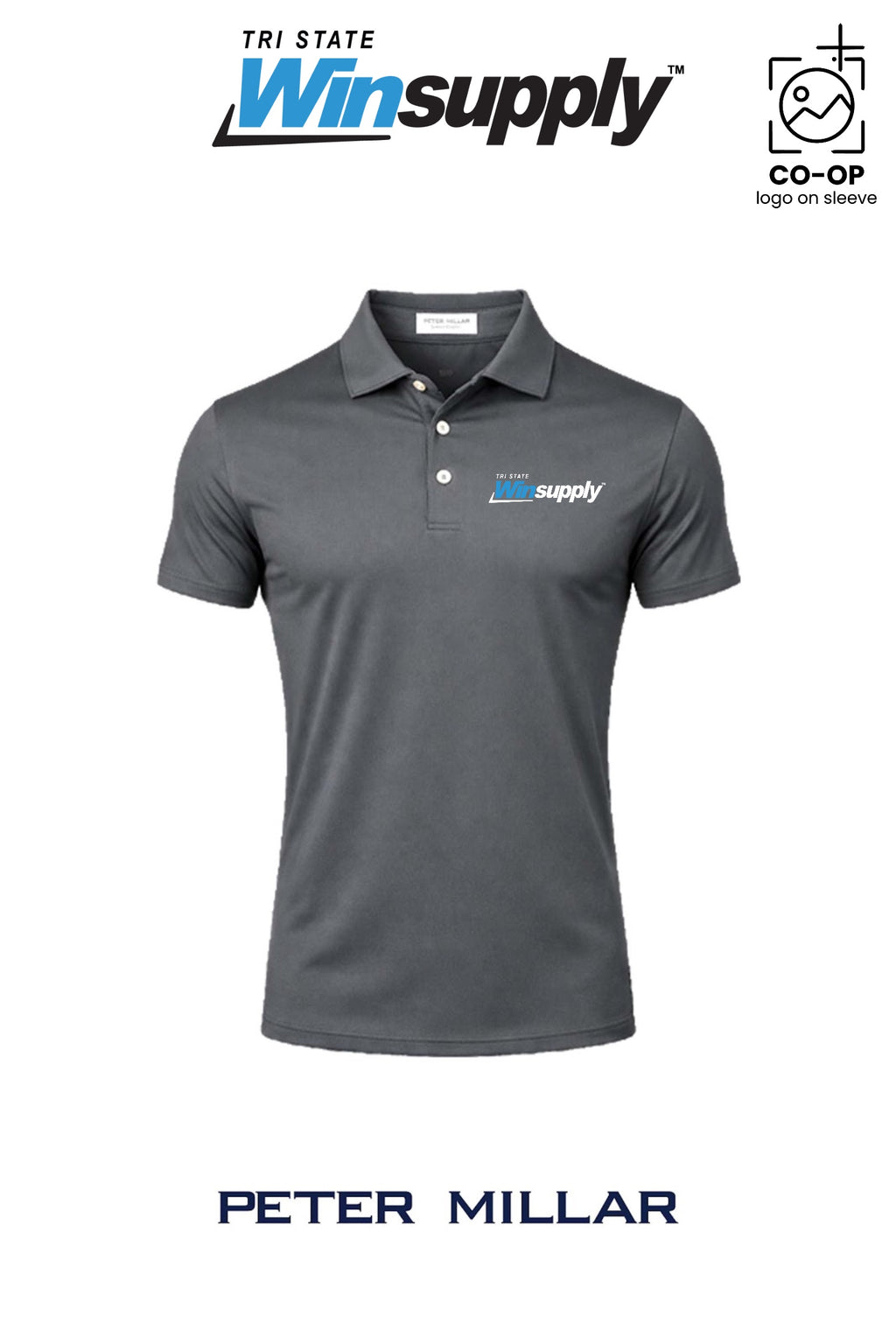 Peter Millar Mens Solid Performance Polo - Self Collar - Tri-State Winsupply