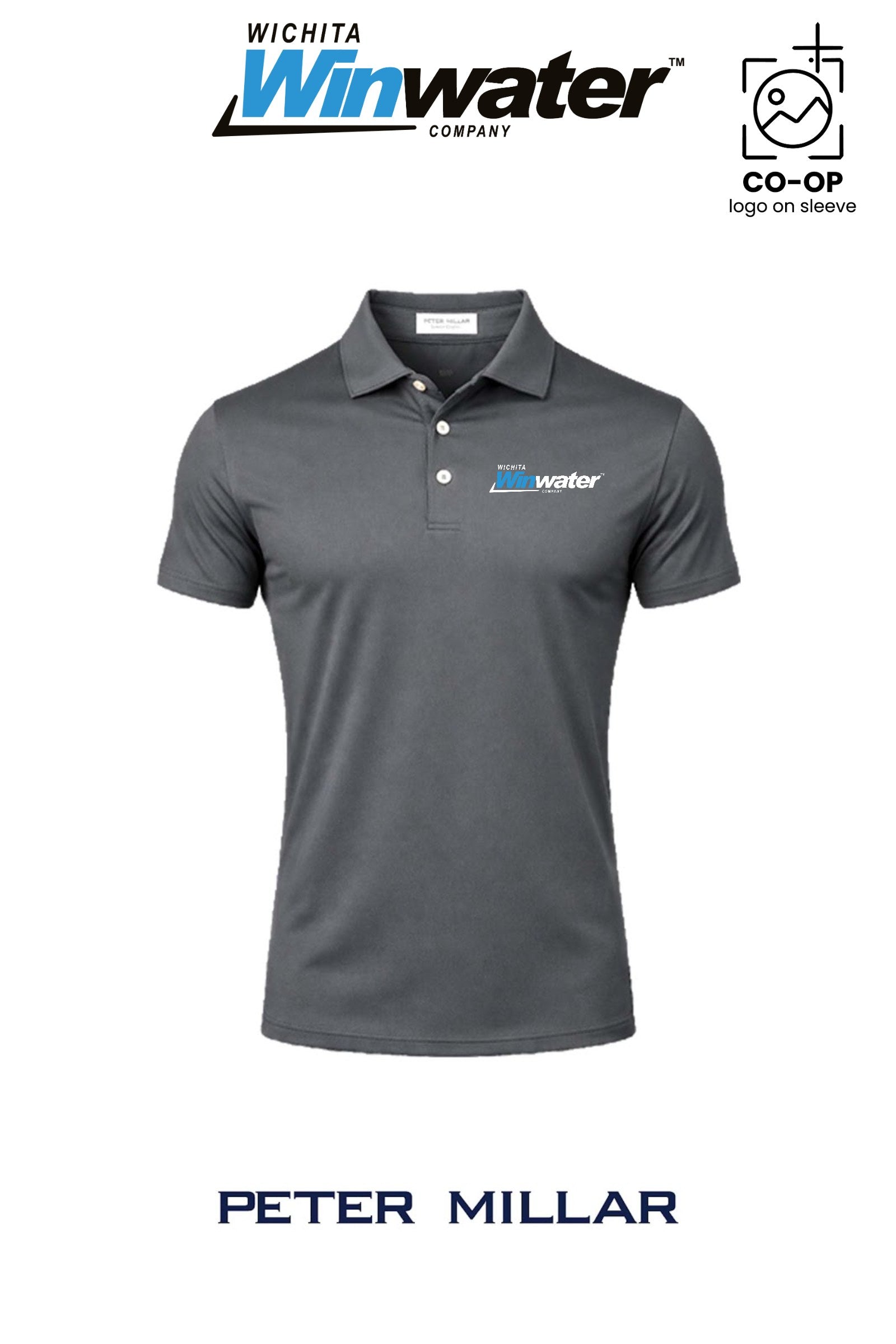 Peter Millar Mens Solid Performance Polo - Self Collar - Wichita Winwater