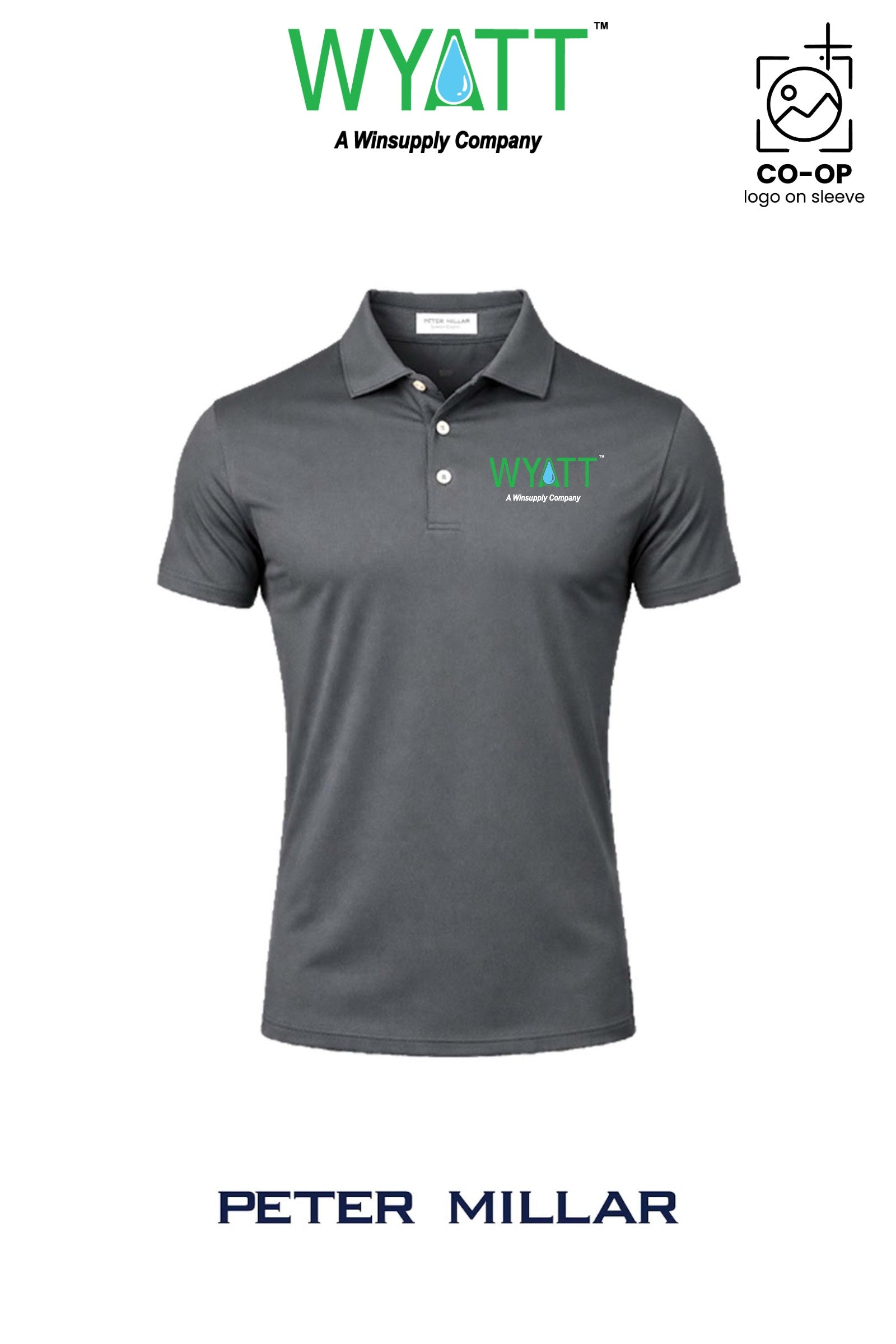 Peter Millar Mens Solid Performance Polo - Self Collar - Wyatt Irrigation of Santa Rosa