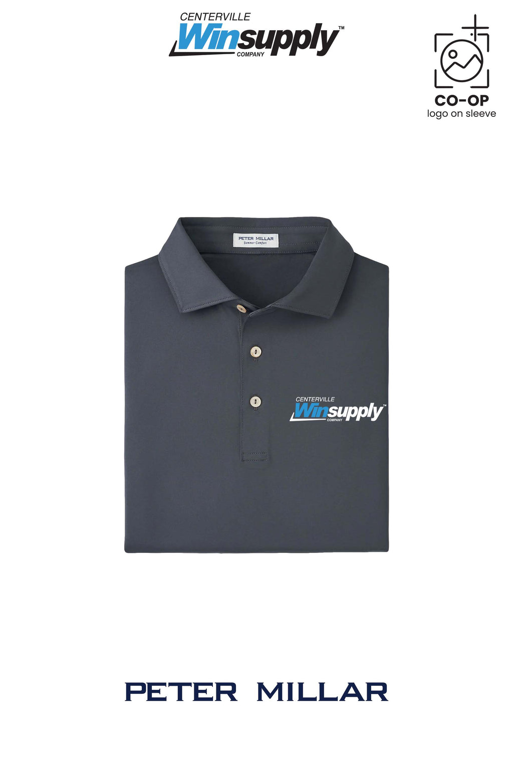 Peter Millar Mens Solid Performance Polo - Self Collar - Winsupply Centerville OH