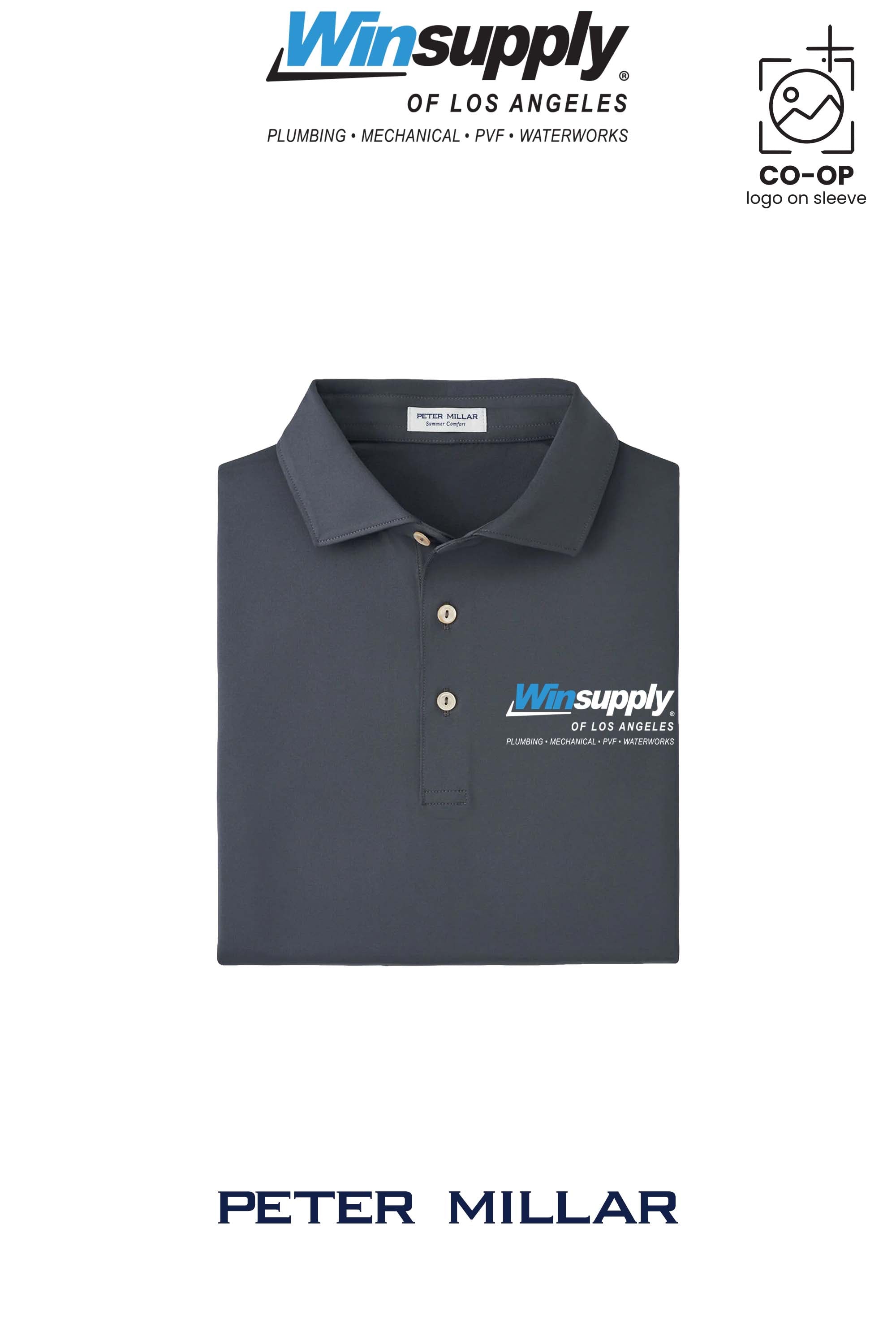 Peter Millar Mens Solid Performance Polo - Self Collar - Winsupply of Los Angeles