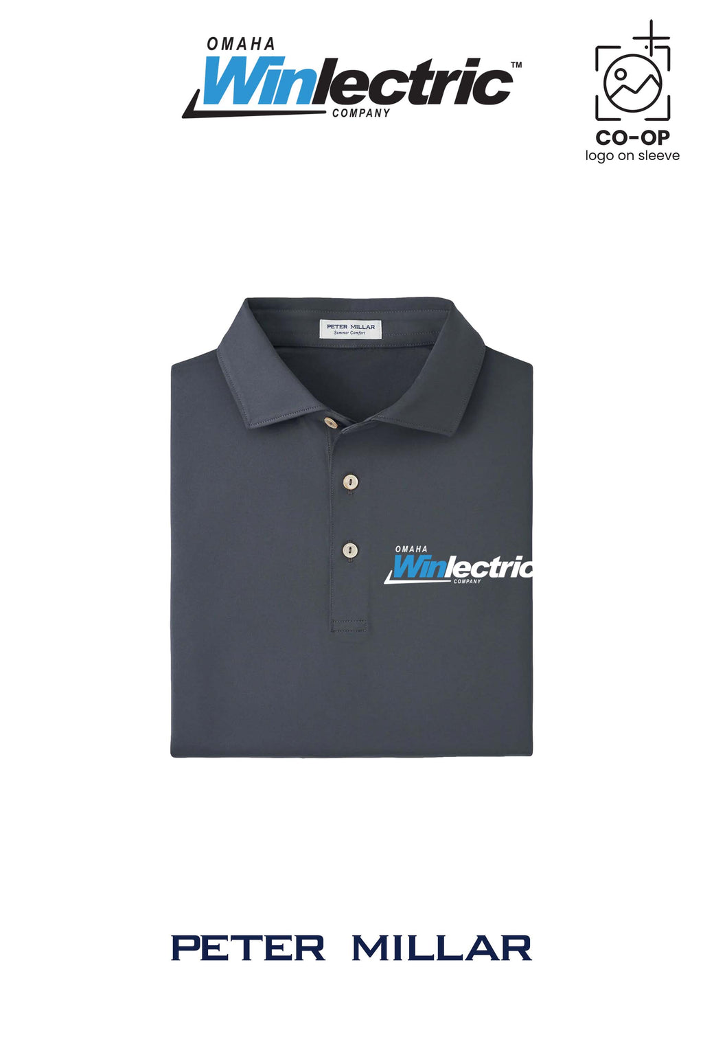 Peter Millar Mens Solid Performance Polo - Self Collar - Omaha Winlectric
