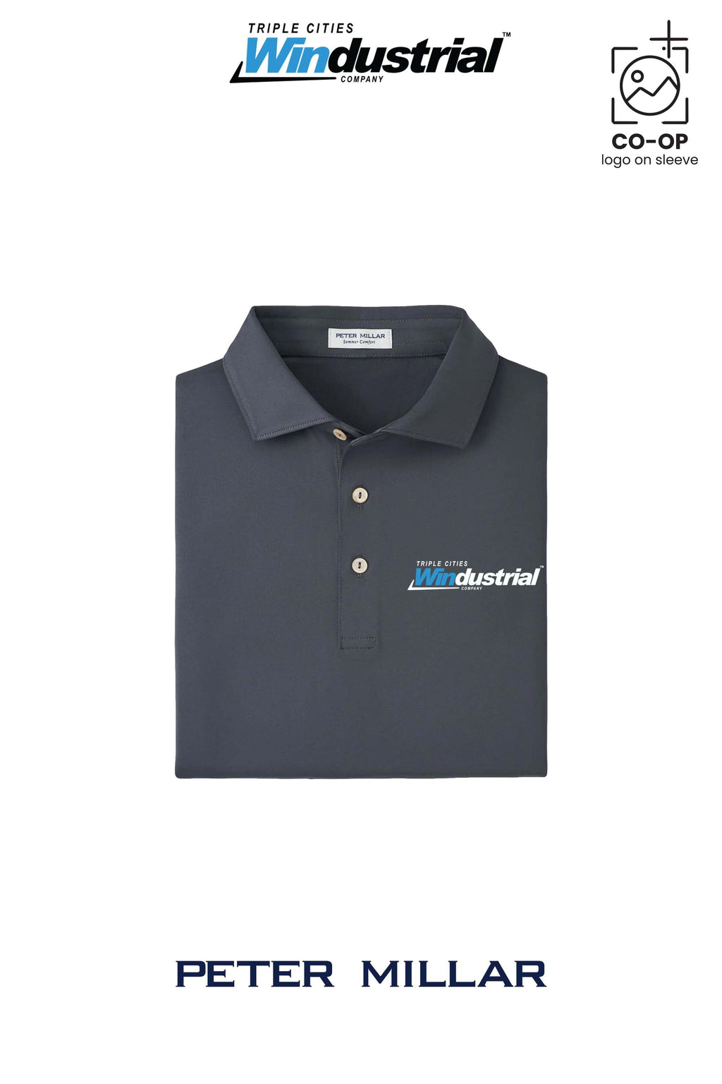Peter Millar Mens Solid Performance Polo - Self Collar - Windustrial Triple Cities