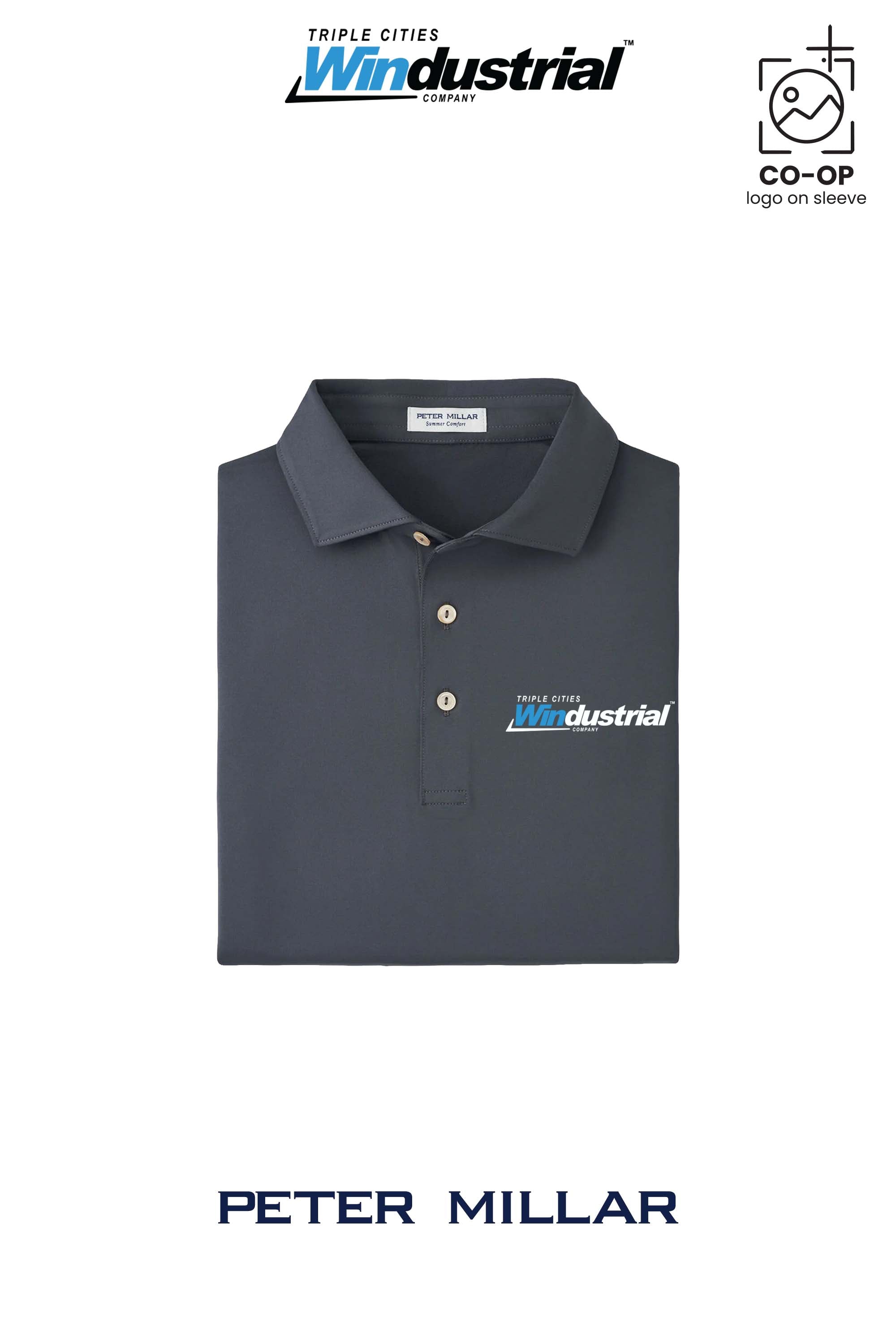 Peter Millar Mens Solid Performance Polo - Self Collar - Windustrial Triple Cities