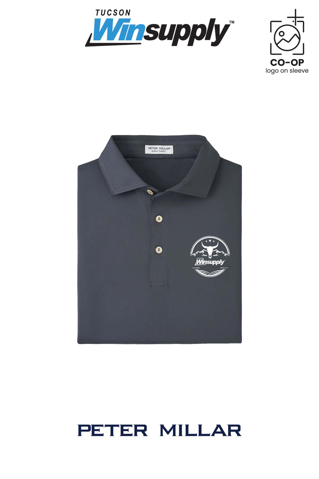 Peter Millar Mens Solid Performance Polo - Self Collar - Winsupply Tucson AZ