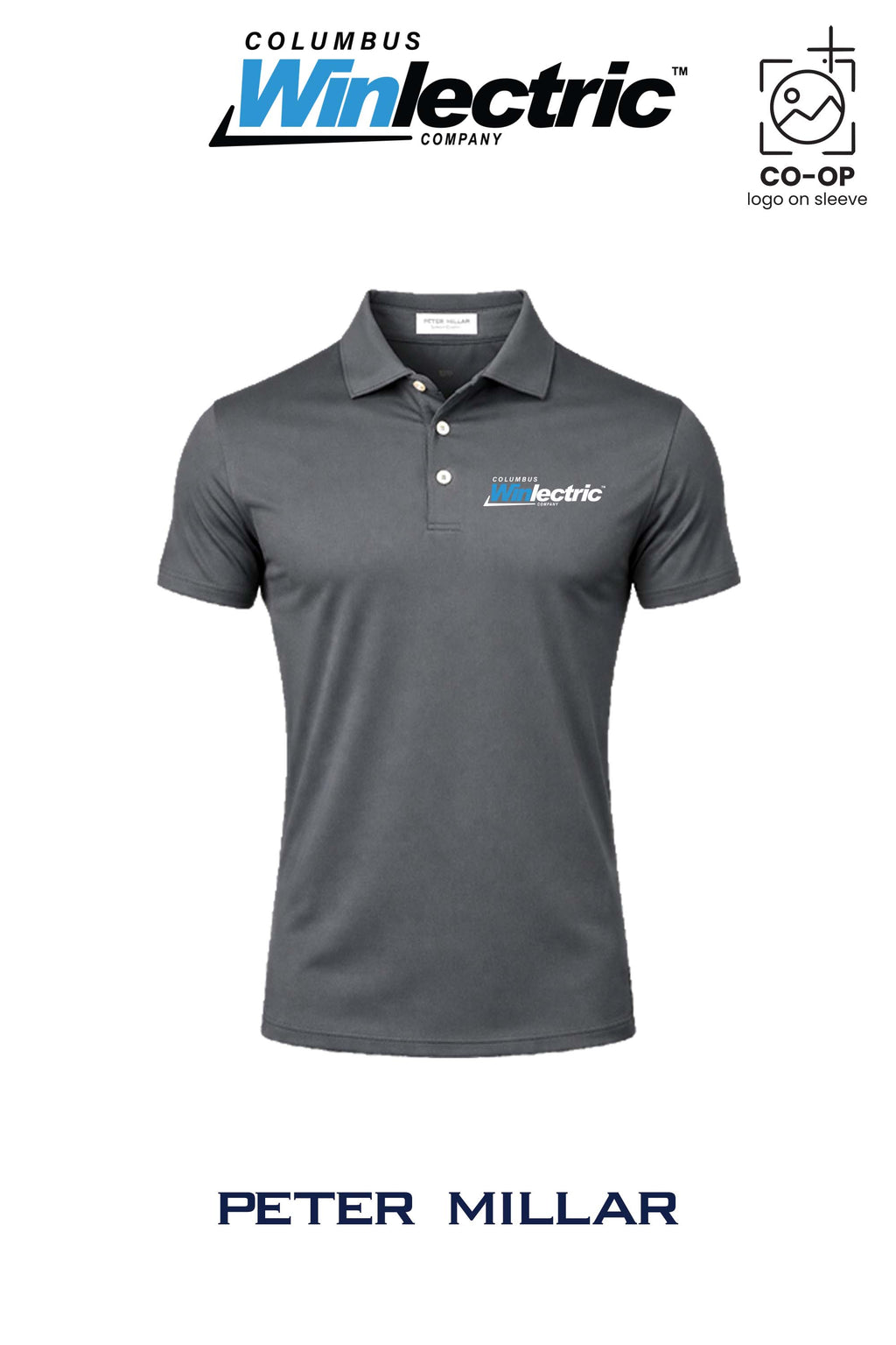 Peter Millar Mens Solid Performance Polo - Self Collar - Columbus Winlectric